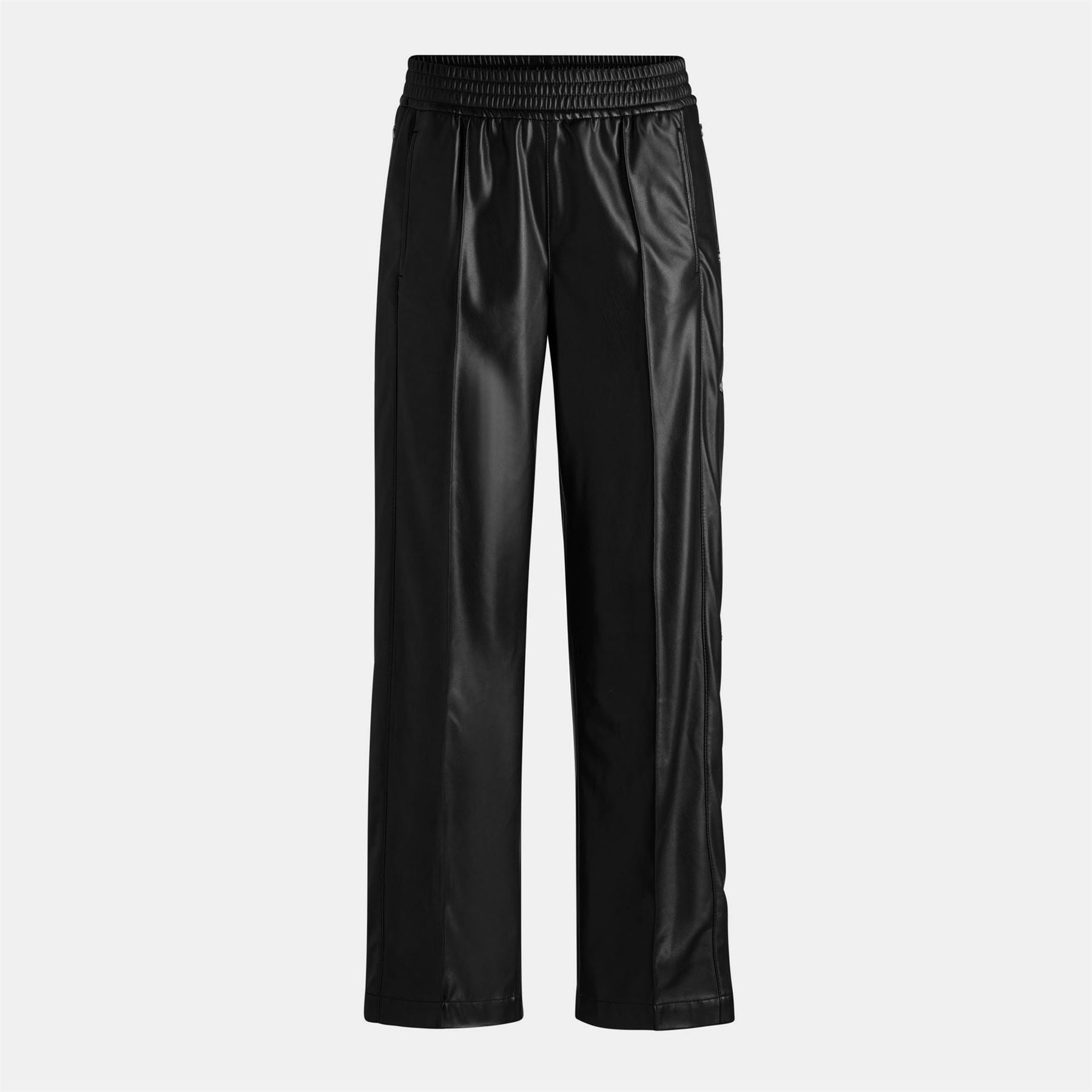 Hugo Hileda Blue Cropped Straight Leg Leather Trousers
