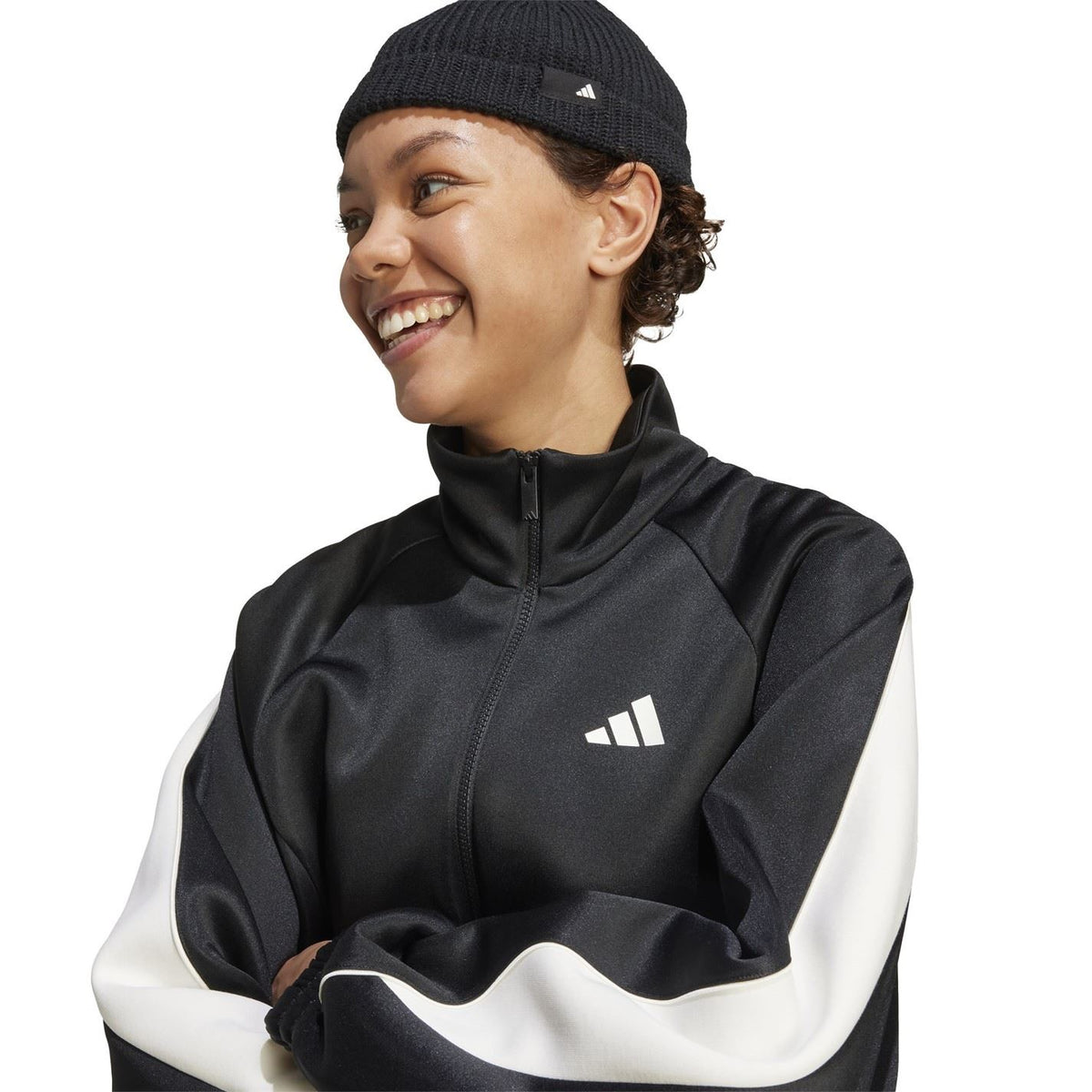 adidas Solid Patterned Zip Neck Track Jacket