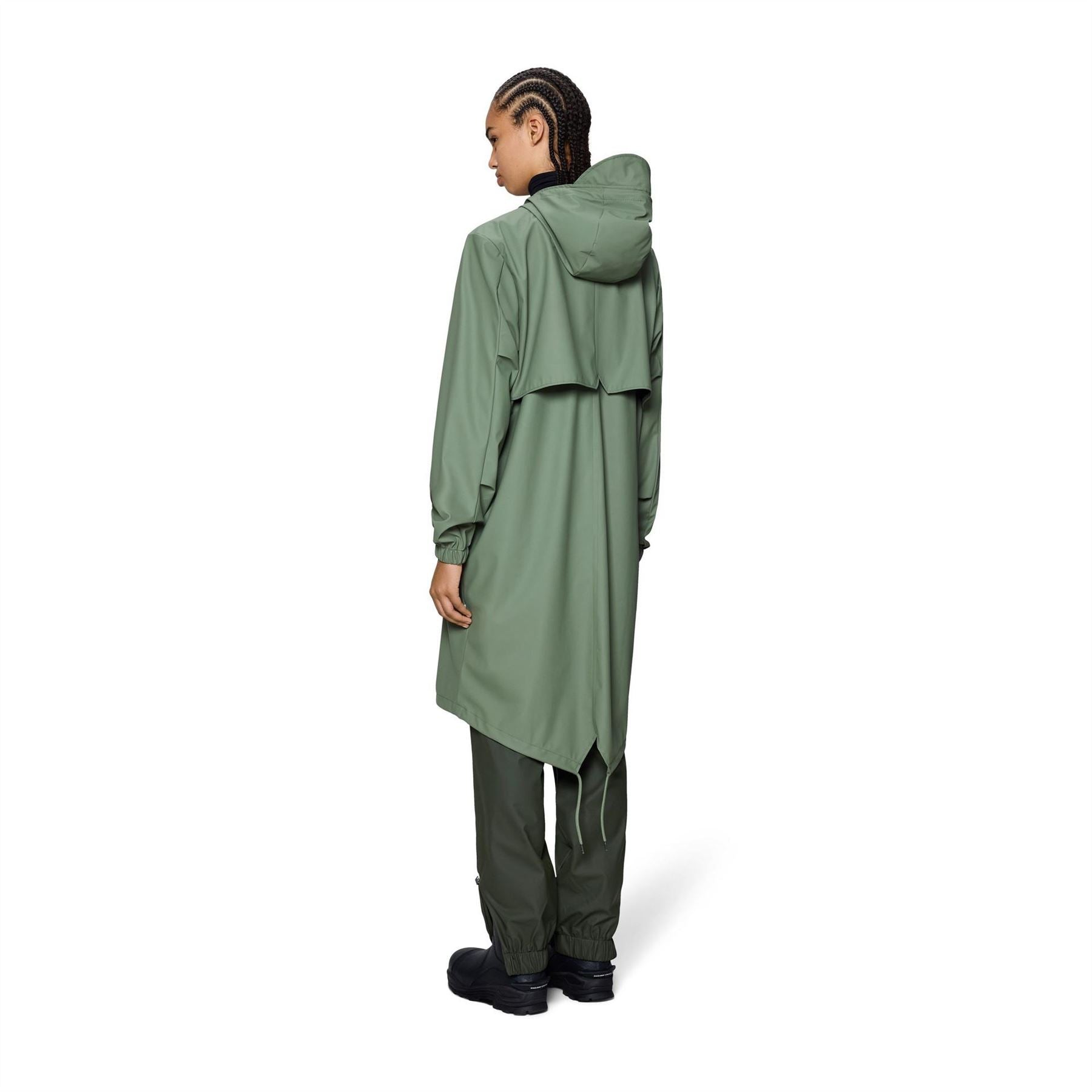 Rains Hooded Fishtail Solid Patterned Rain Jacket