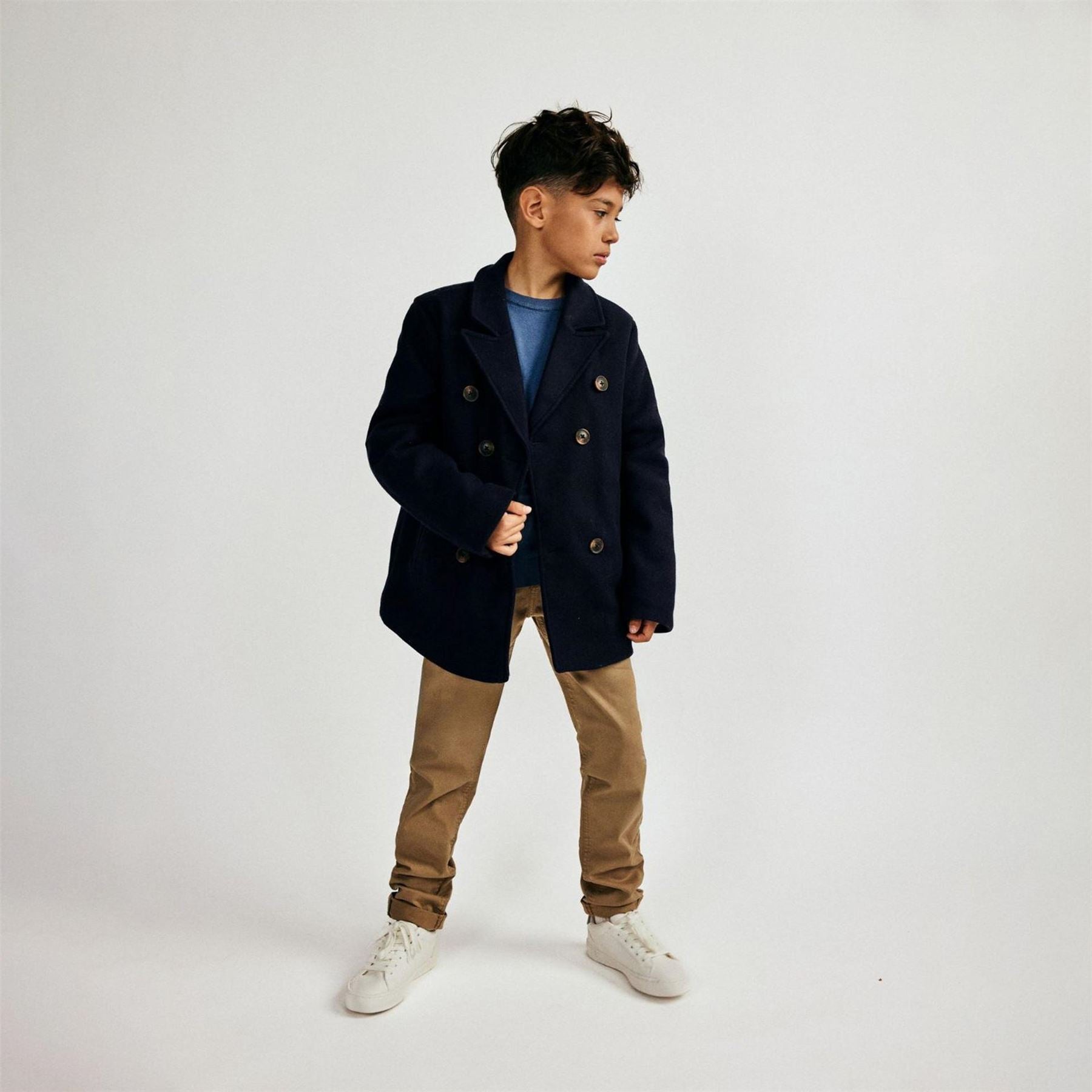 Minoti Boys Coat Double Breasted With Lapel Navy