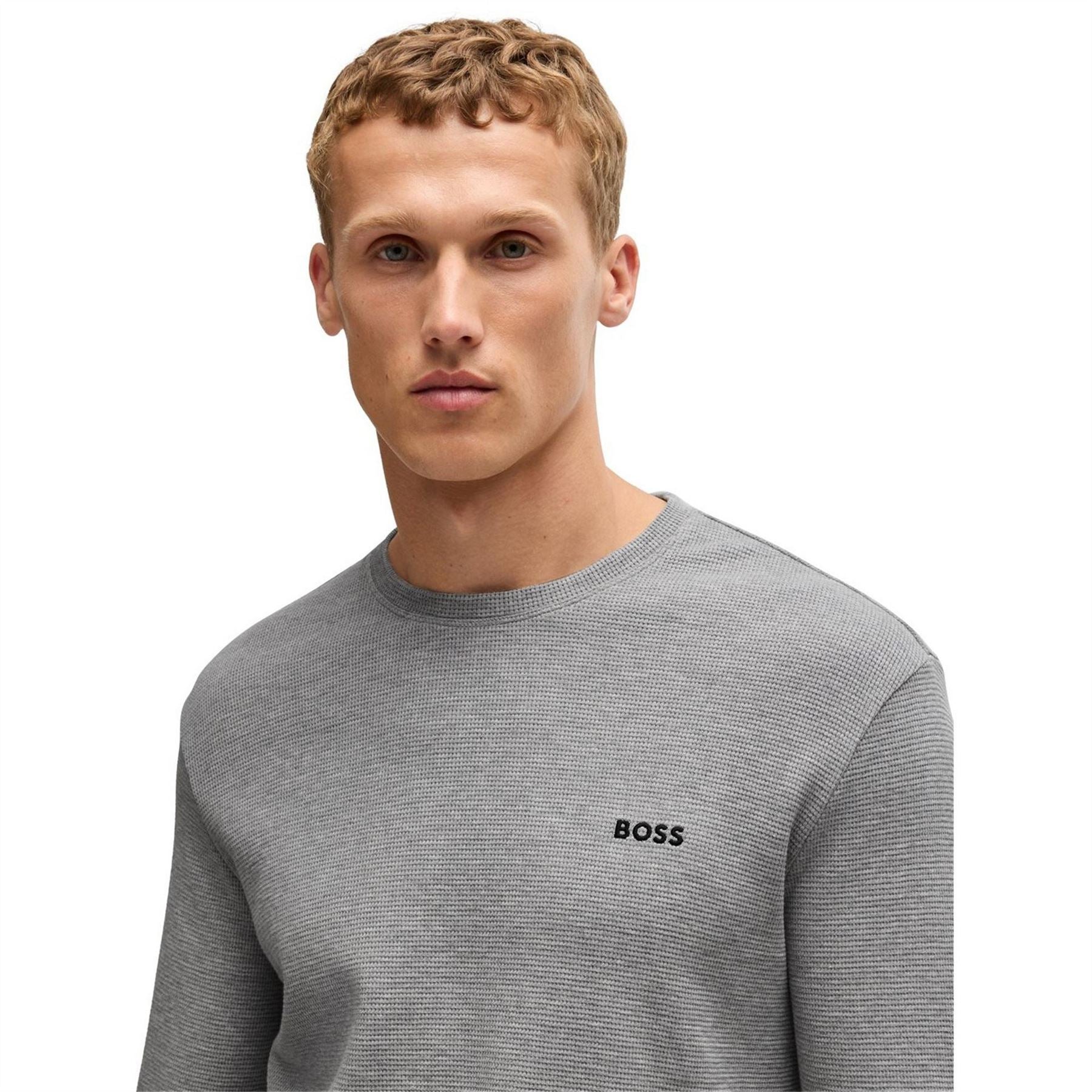 Boss Bw Waffle Long Sleeve T-Shirt, Waffle Texture
