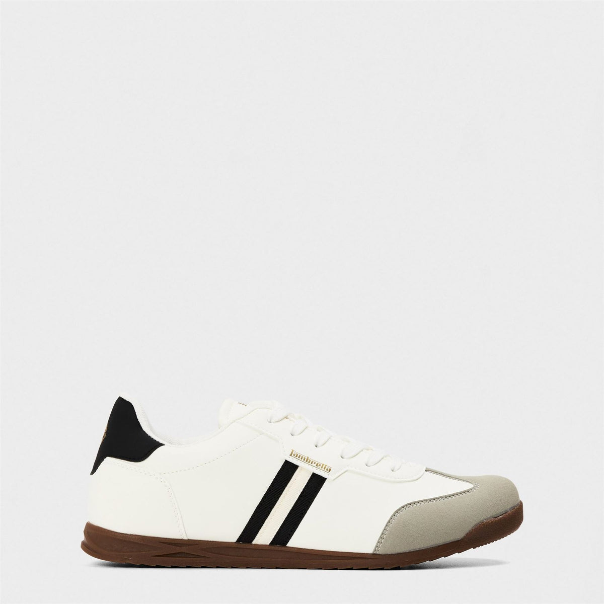 Lambretta Round Toe Stripe Patterned Flat Heel Trainers