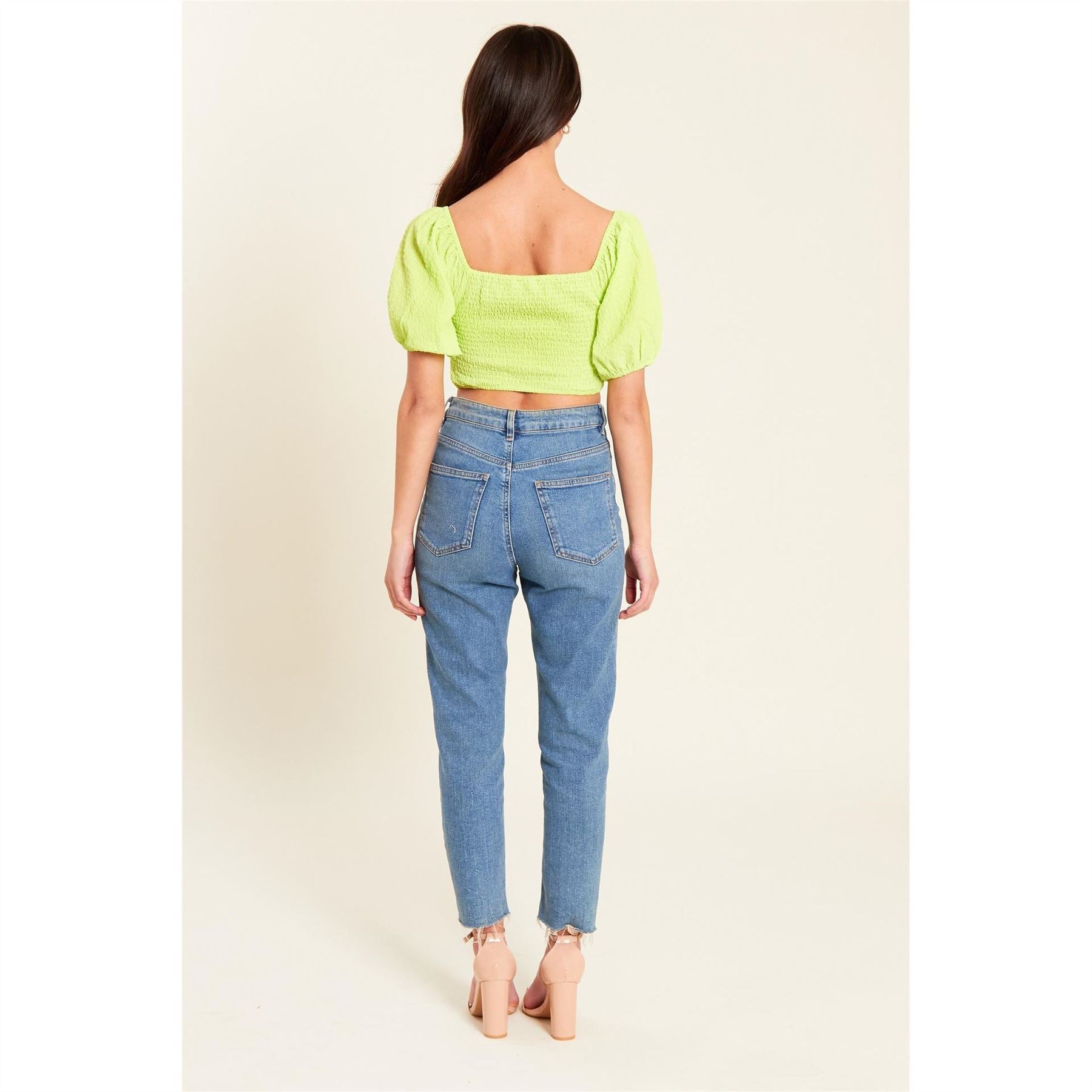 Be You Womens Shirred Crop Top