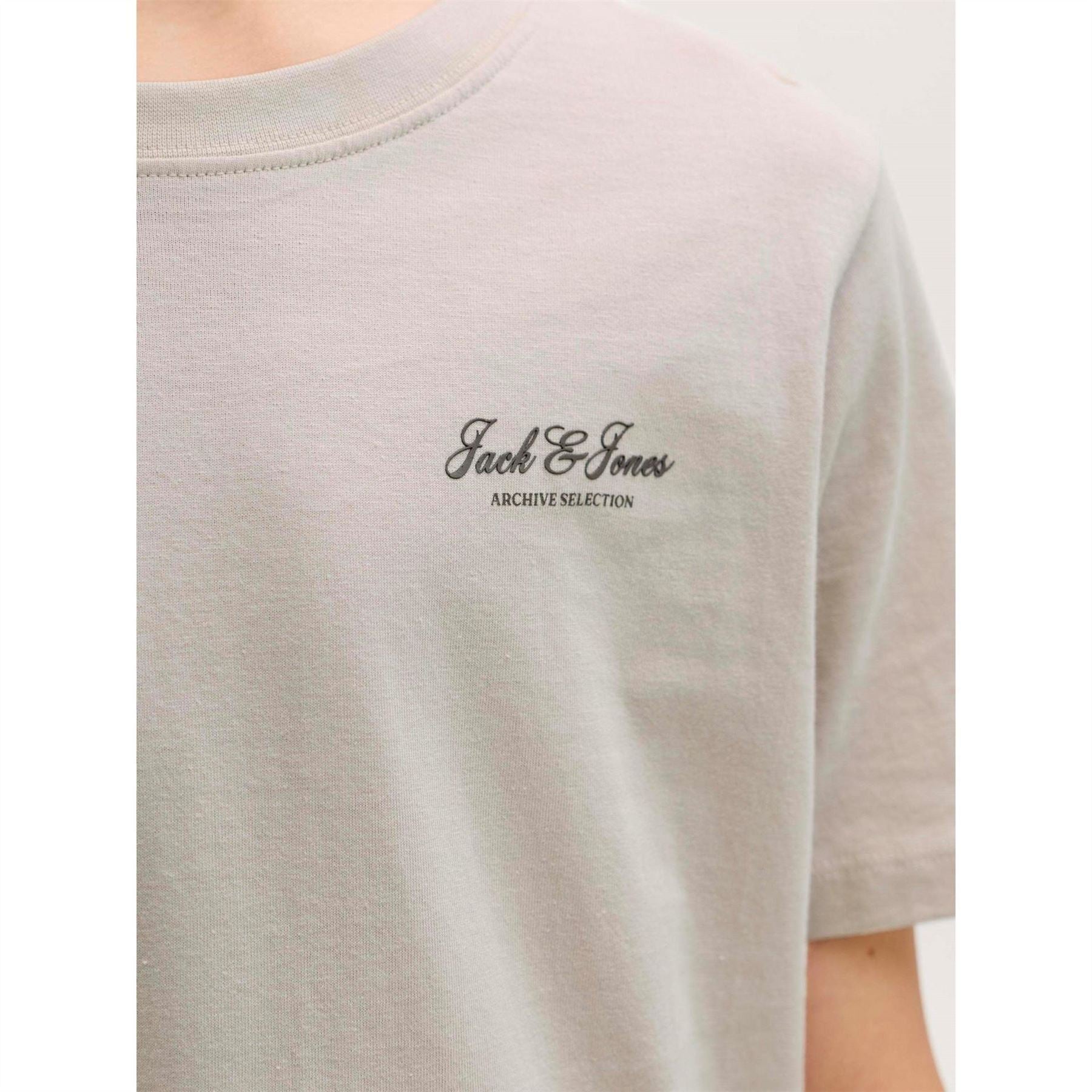 Jack and Jones Archive Printed Logo Text Graphic Crew Neck T-Shirt