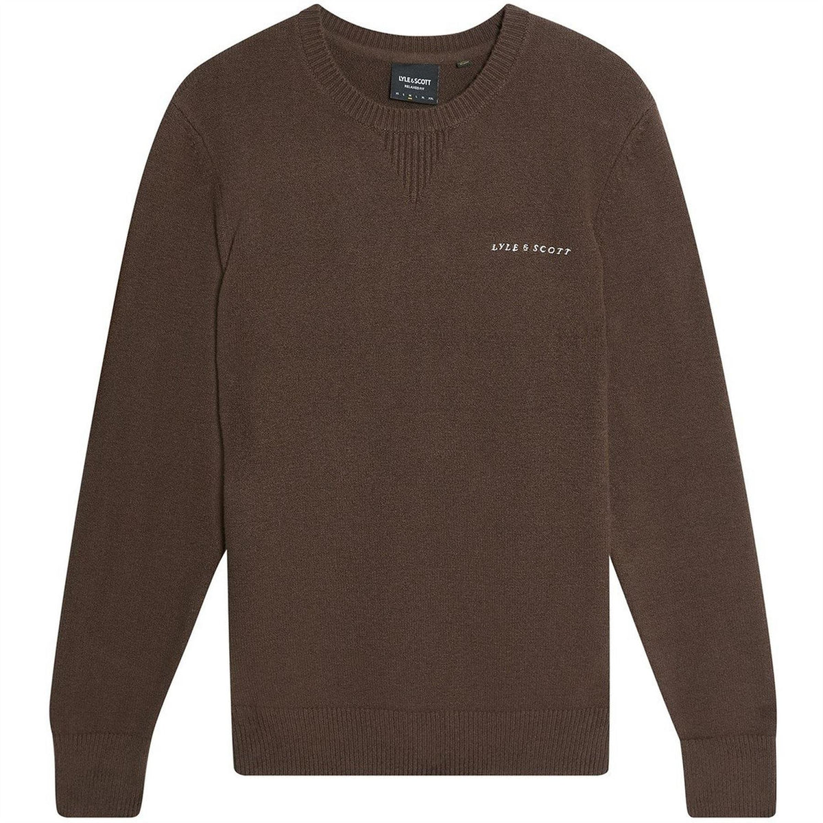 Lyle and Scott Crew Neck Ribbed Collar Long Sleeve Sweater