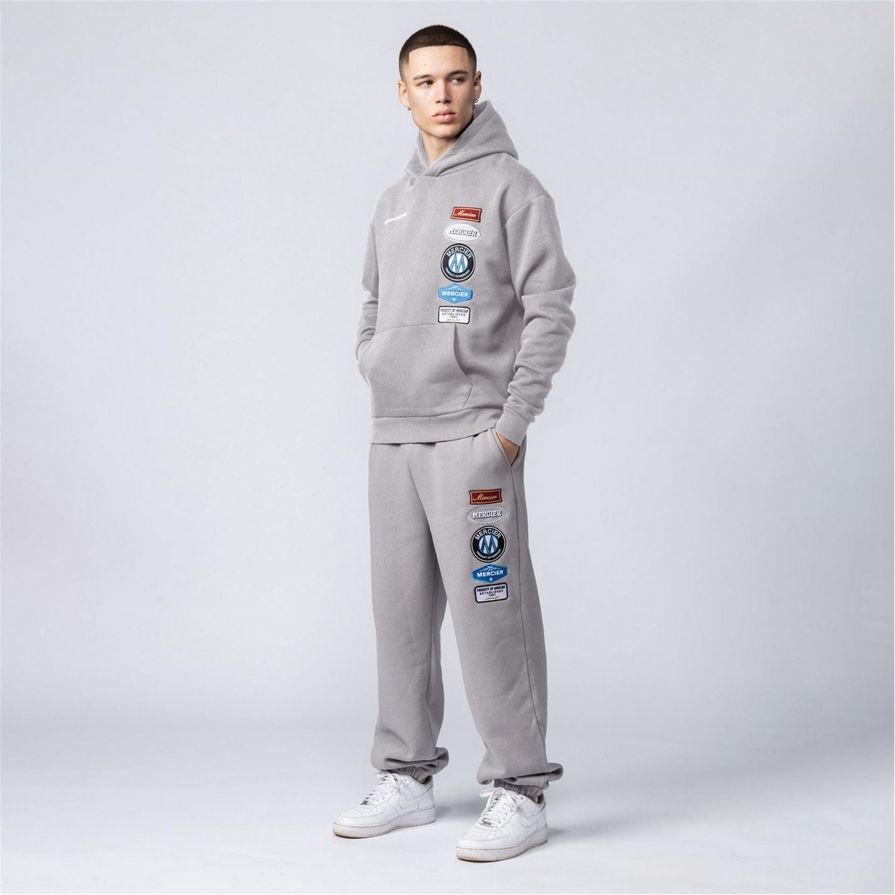 Mercier Badge Hooded Neck Drop Shoulder Sweatshirt