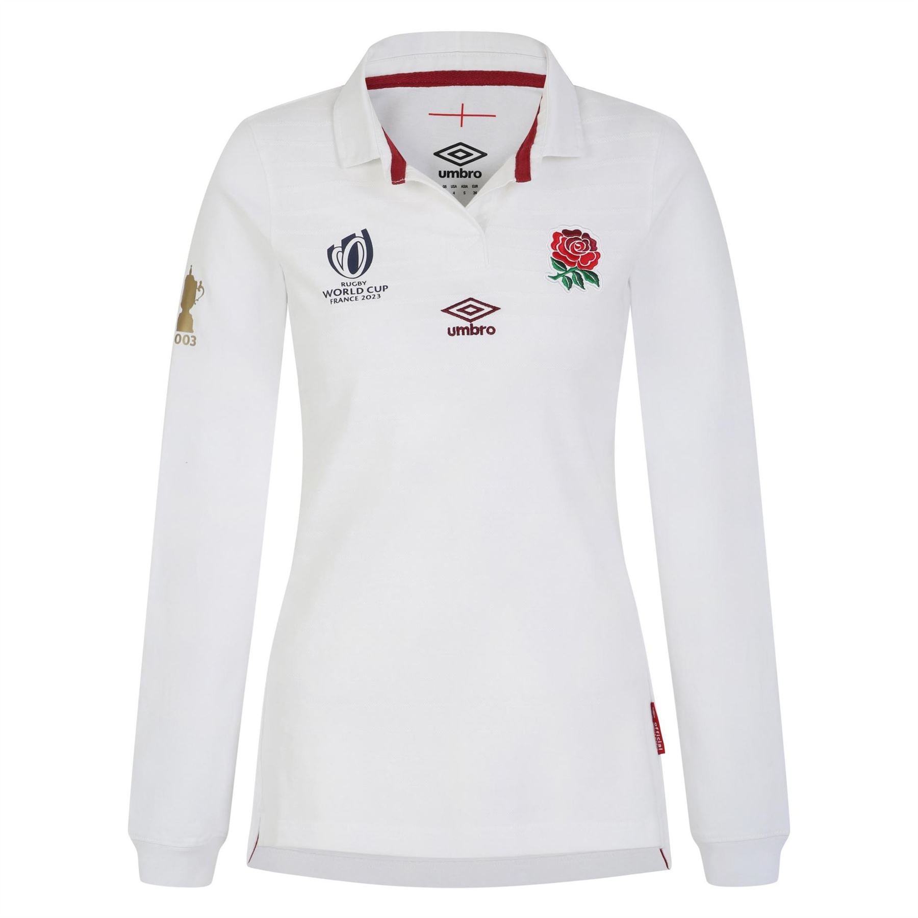 Umbro Womens England Rugby Home Long Sleeve Shirt Rwc 2023
