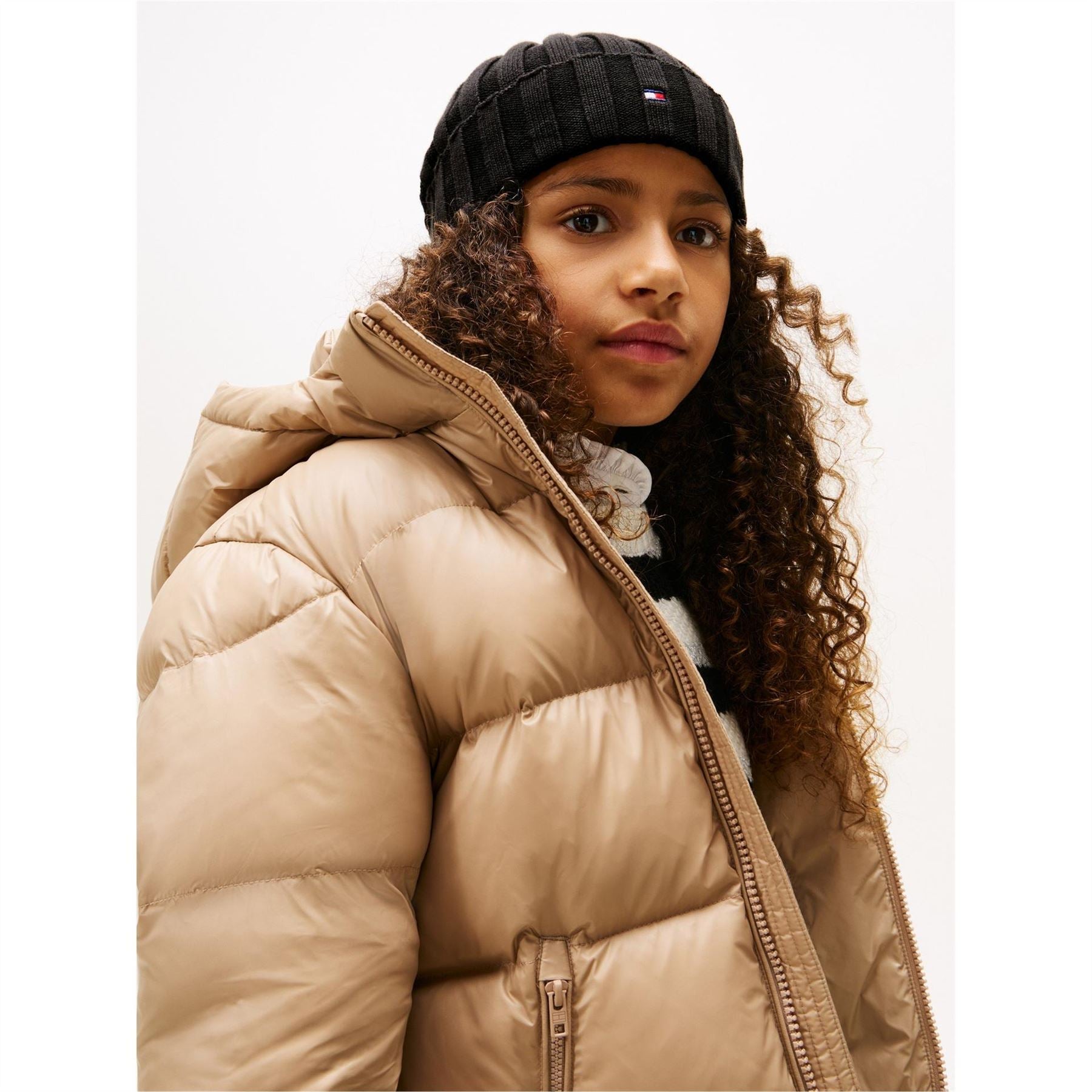Tommy Hilfiger Flag Embroidered Logo Ribbed Turn Up Beanie