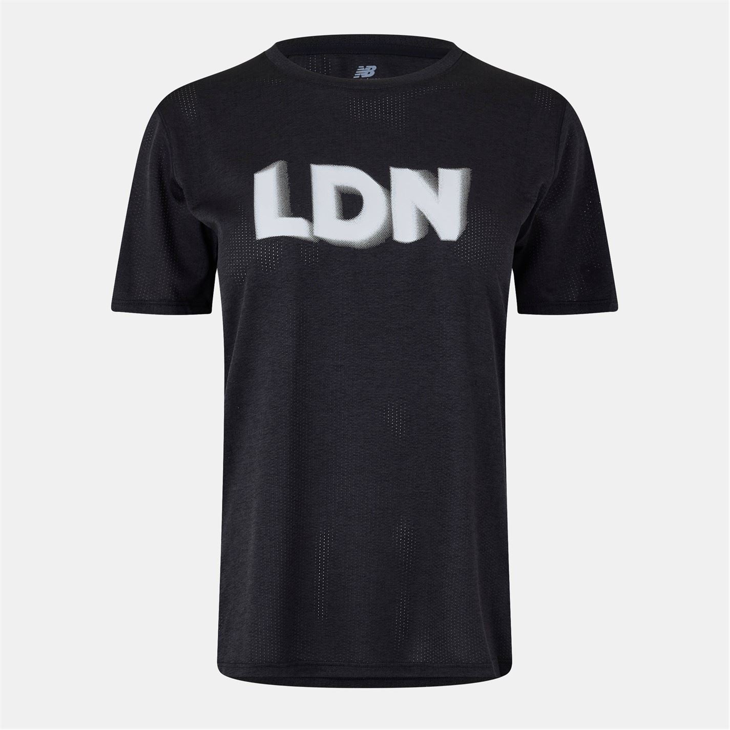 New Balance Womens Balance Athletics Tee Bkh Blk Heat Larg Running Top