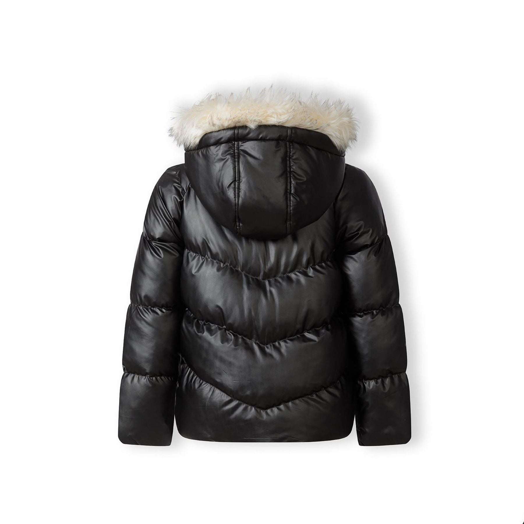 Minoti Girls Padded Jacket Faux Fur Lining Black