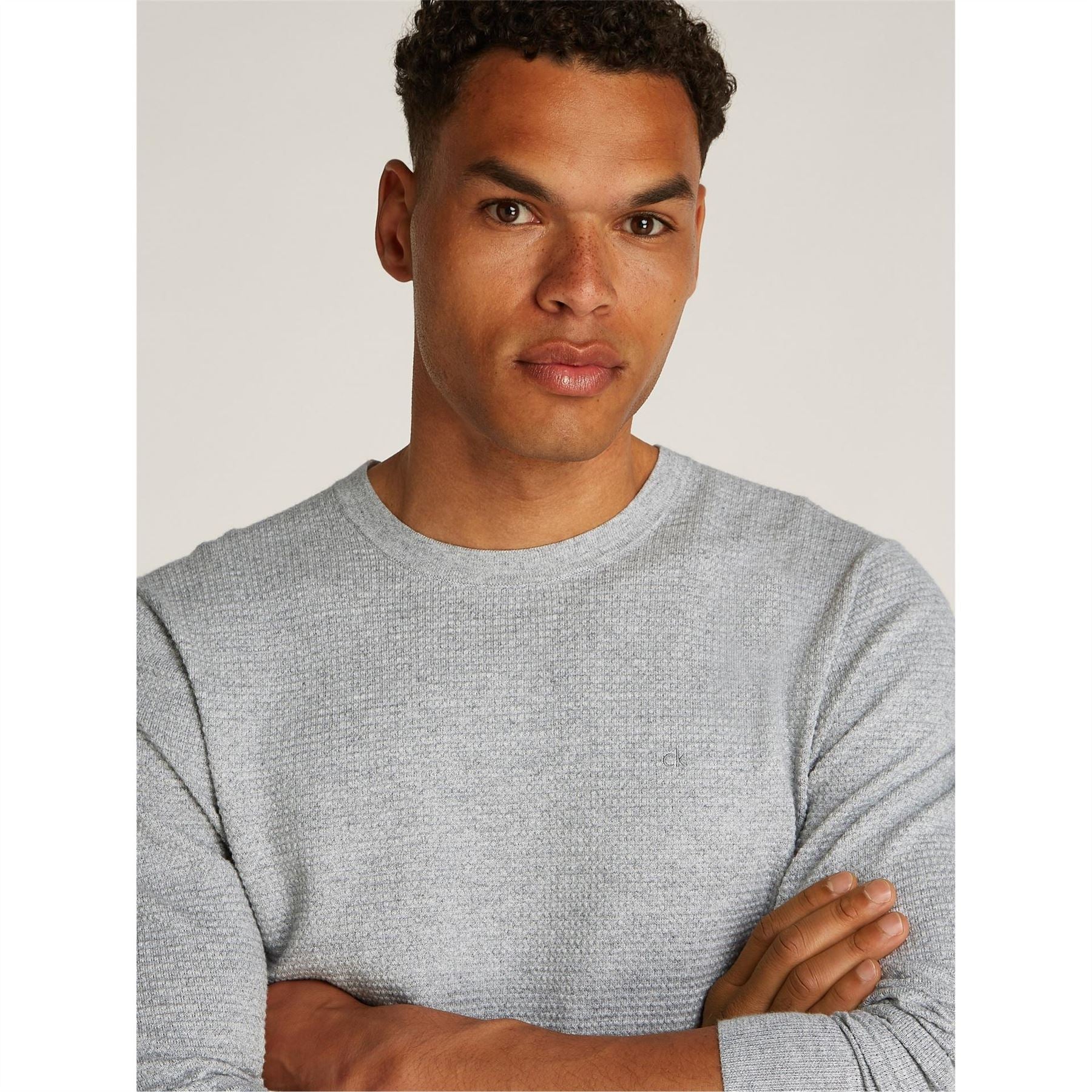 Calvin Klein Waffle Texture Cotton Crew Neck Jumper