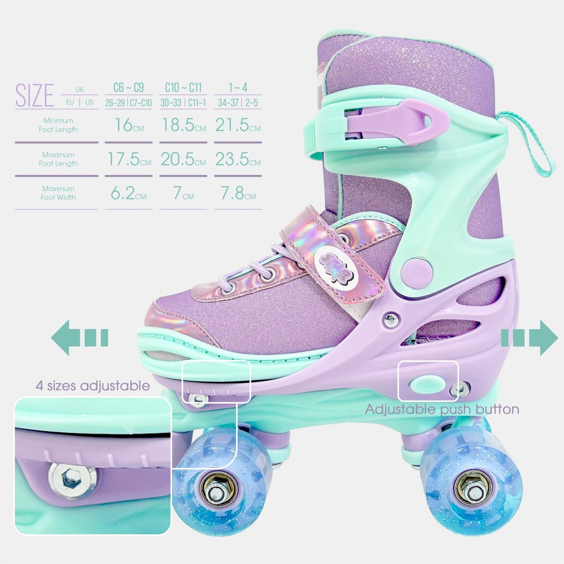 Star Glide Roller Skates With Led Wheels Junior