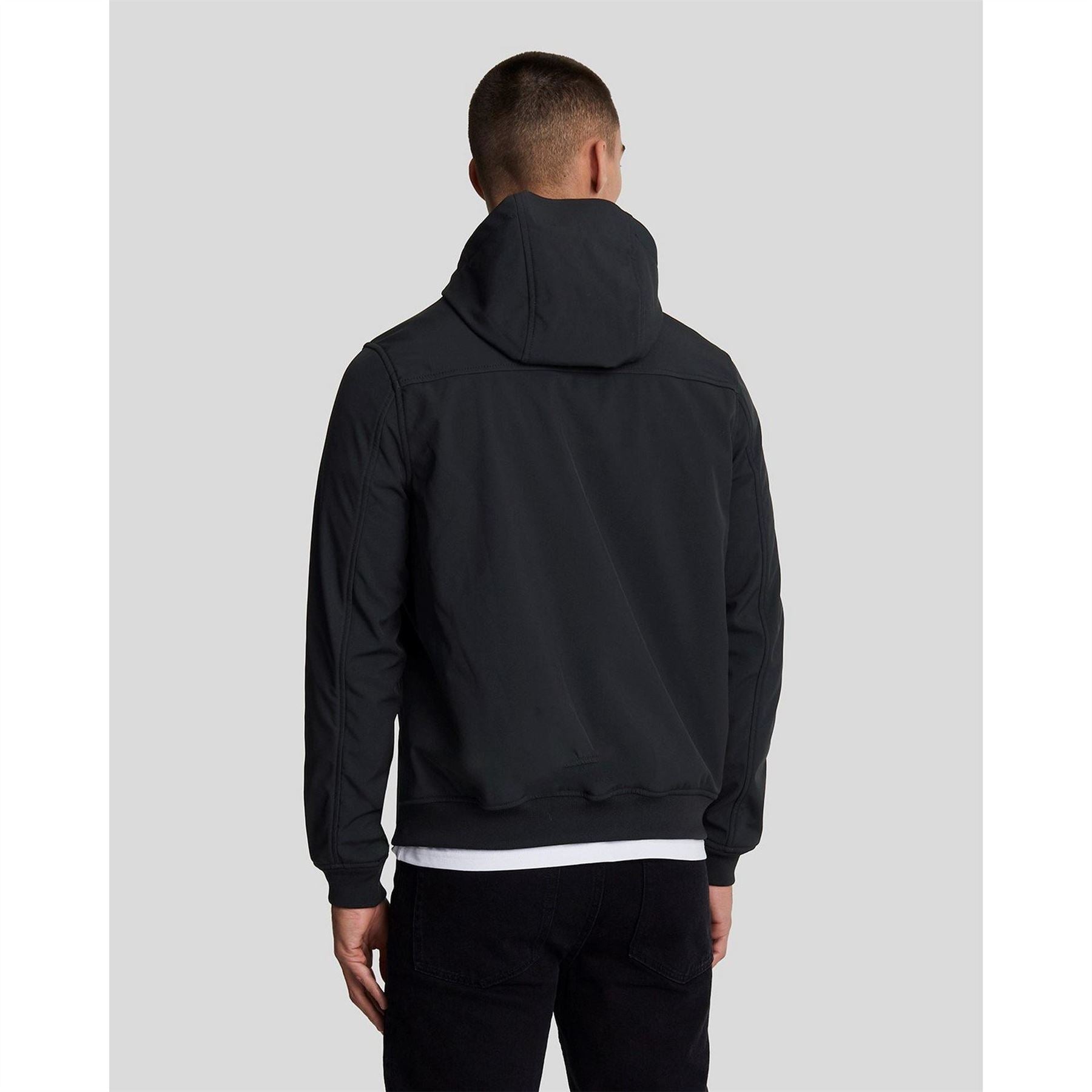 Lyle and Scott Solid Patterned Hooded Ribbed Cuff Softshell Jacket
