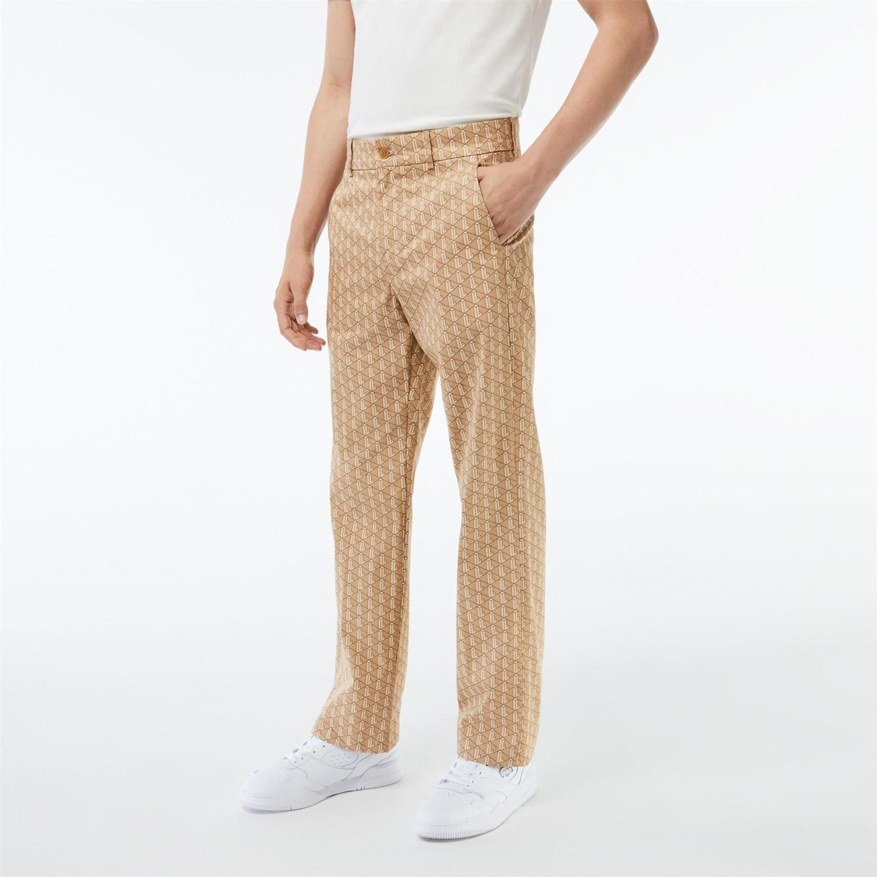 Lacoste Geometric Patterned Straight Chinos