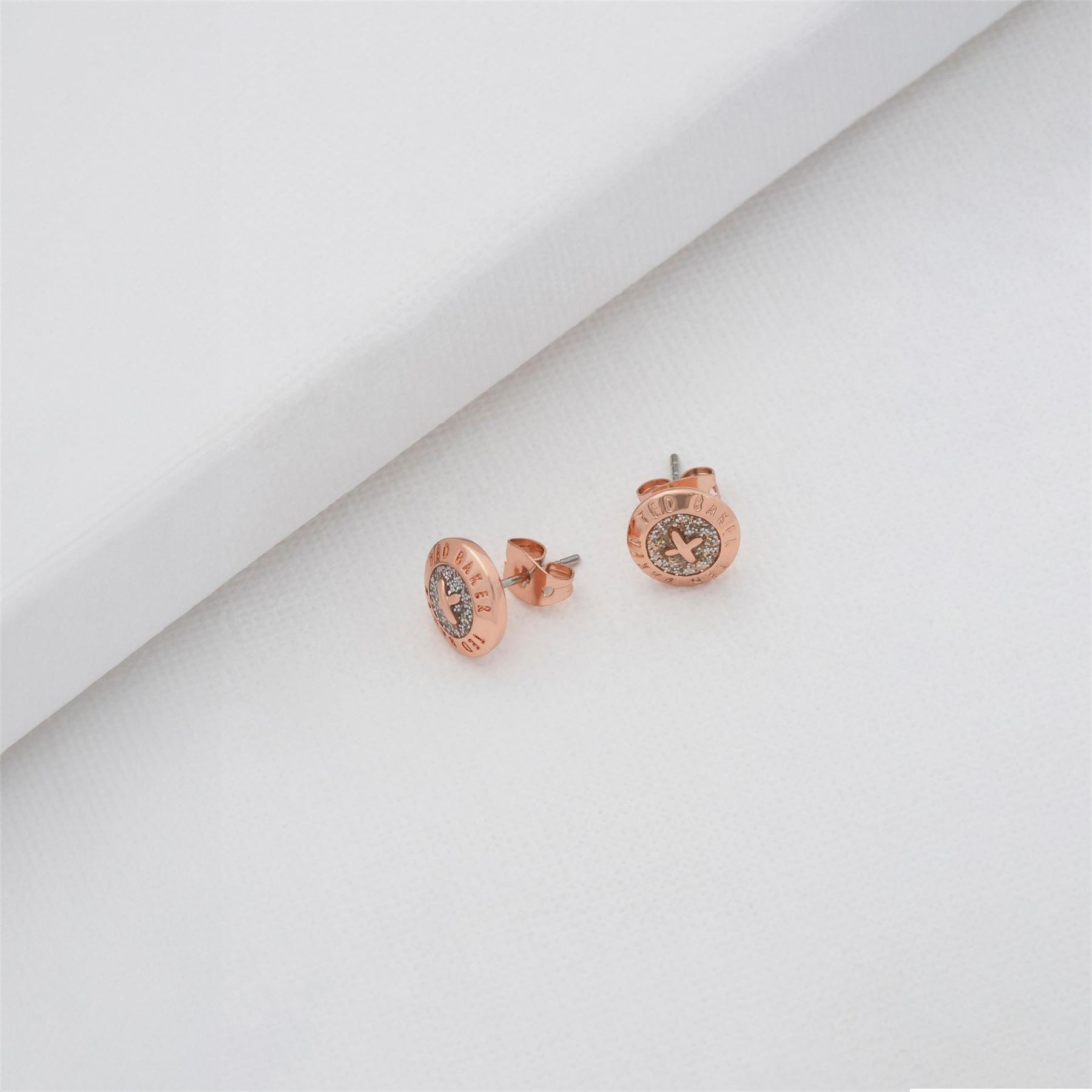 Ted Baker Crystal Stud Earrings with Engraved Logo