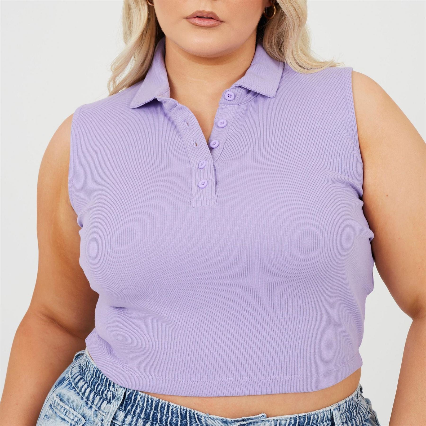 Brave Soul Womens Plus Size Vest With Collar And Buttons