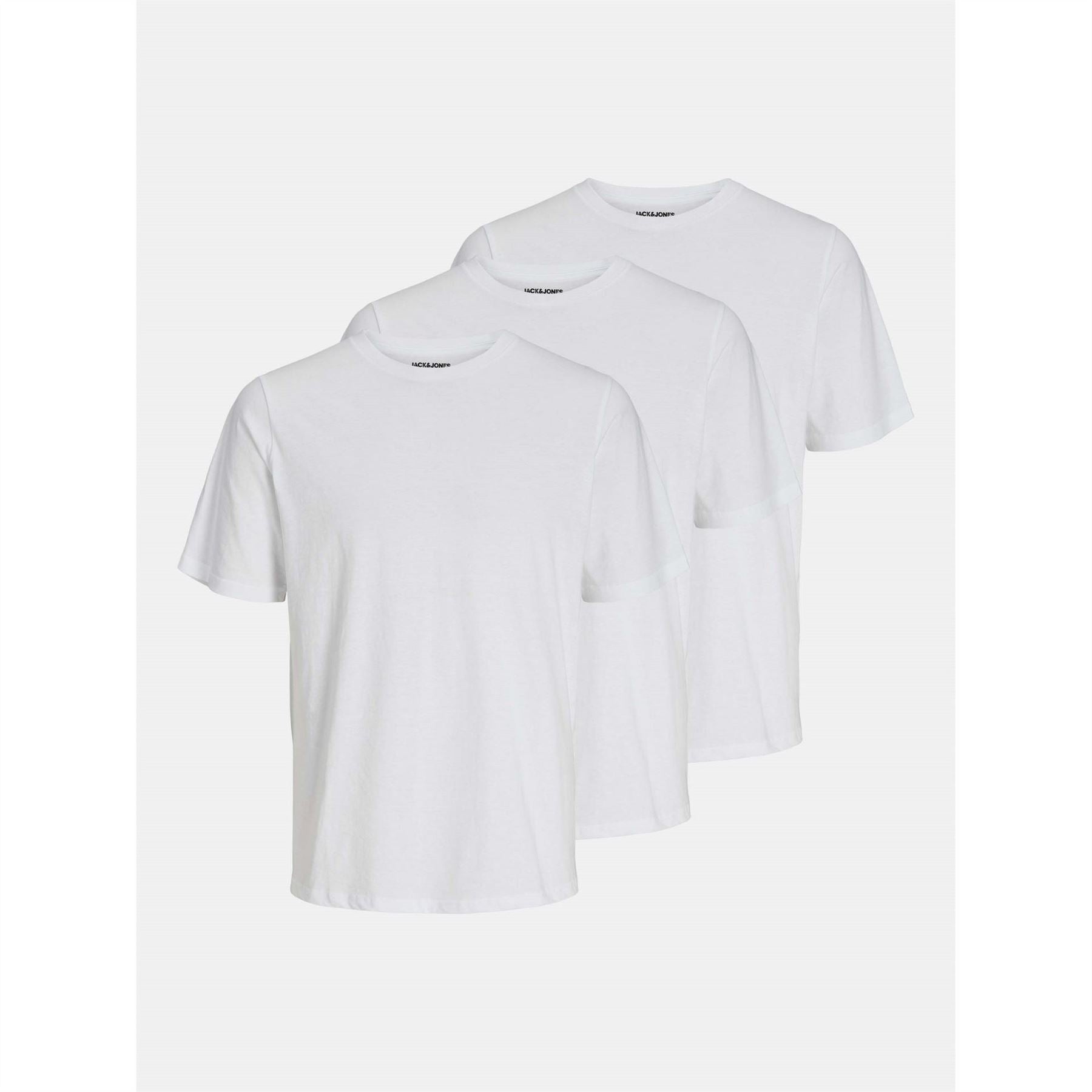 Jack and Jones Mens 3 Pack Short Sleeve T-Shirt