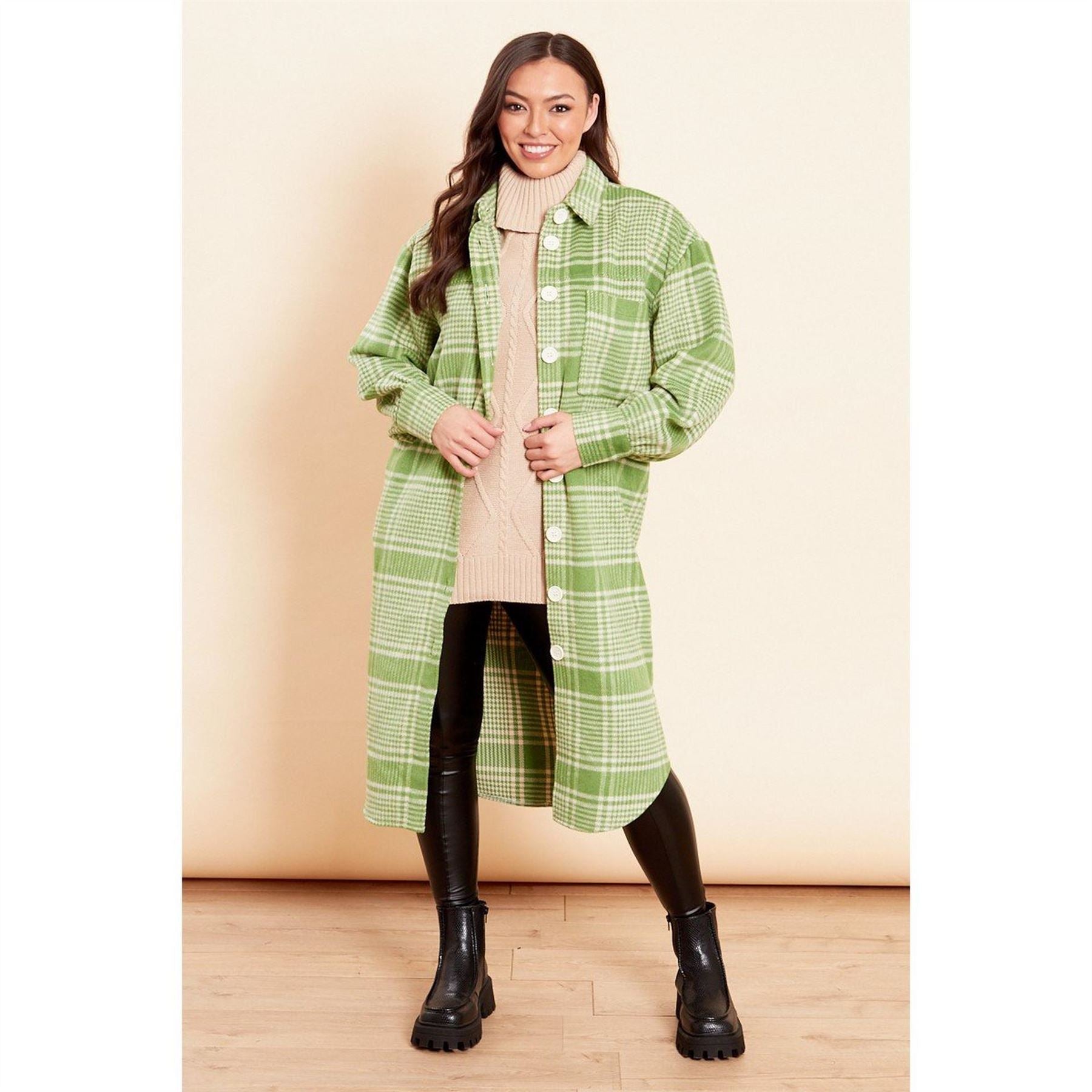 Wednesday Girls Plaid Drop Shoulder Shacket