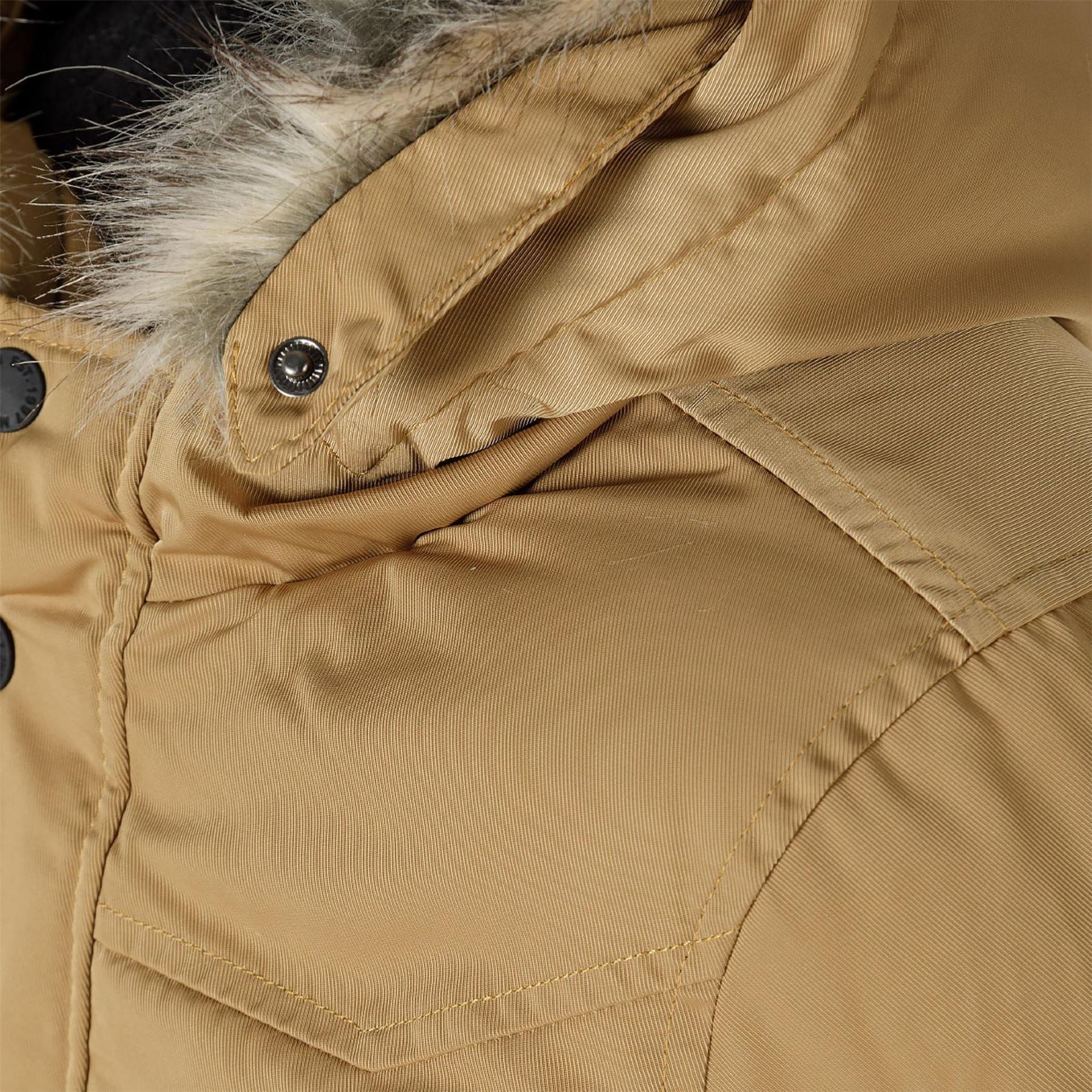 Minoti Boys Long Parka With Fur Hood And Chest Pocket Beige
