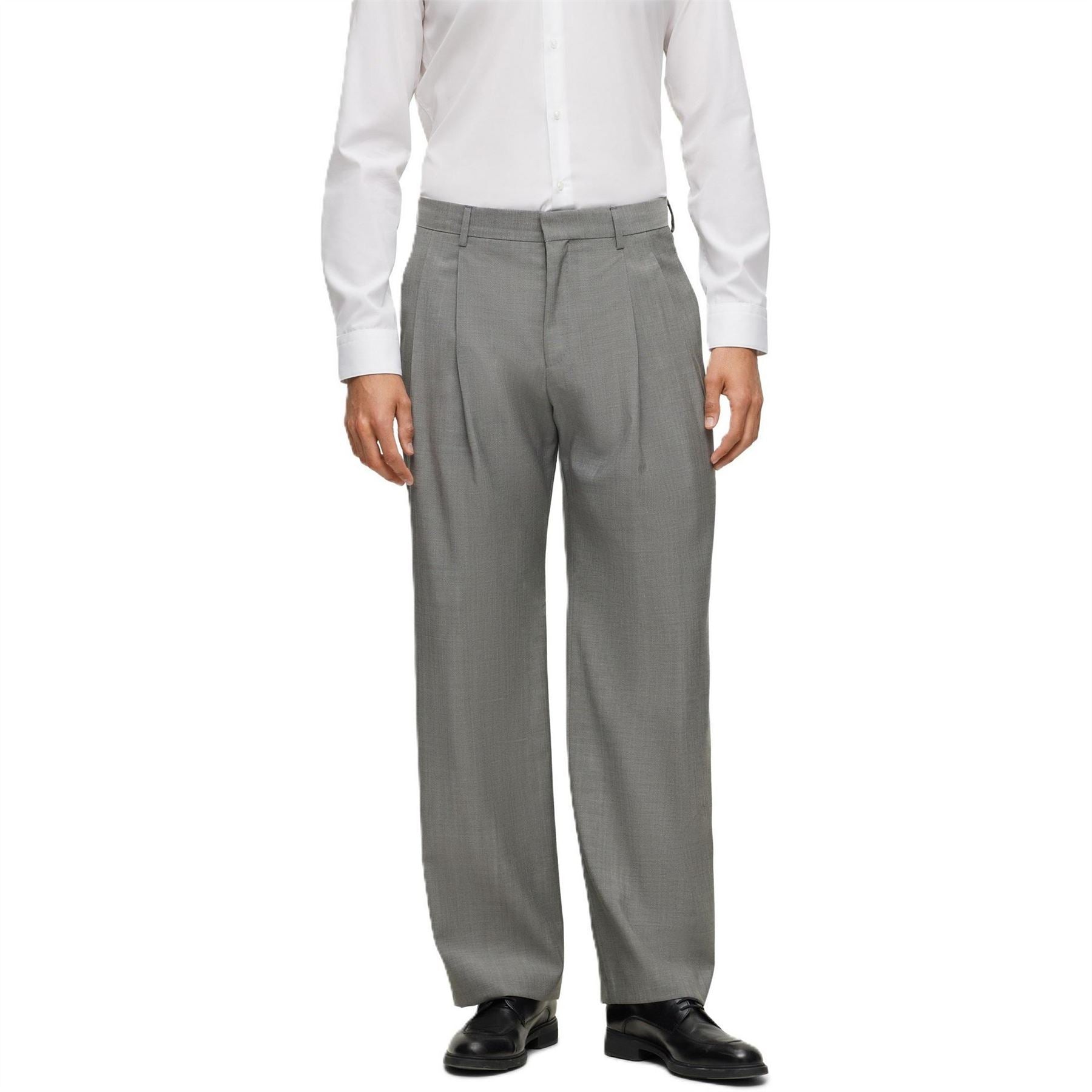 Boss Oversized Solid Patterned Pleated Trousers