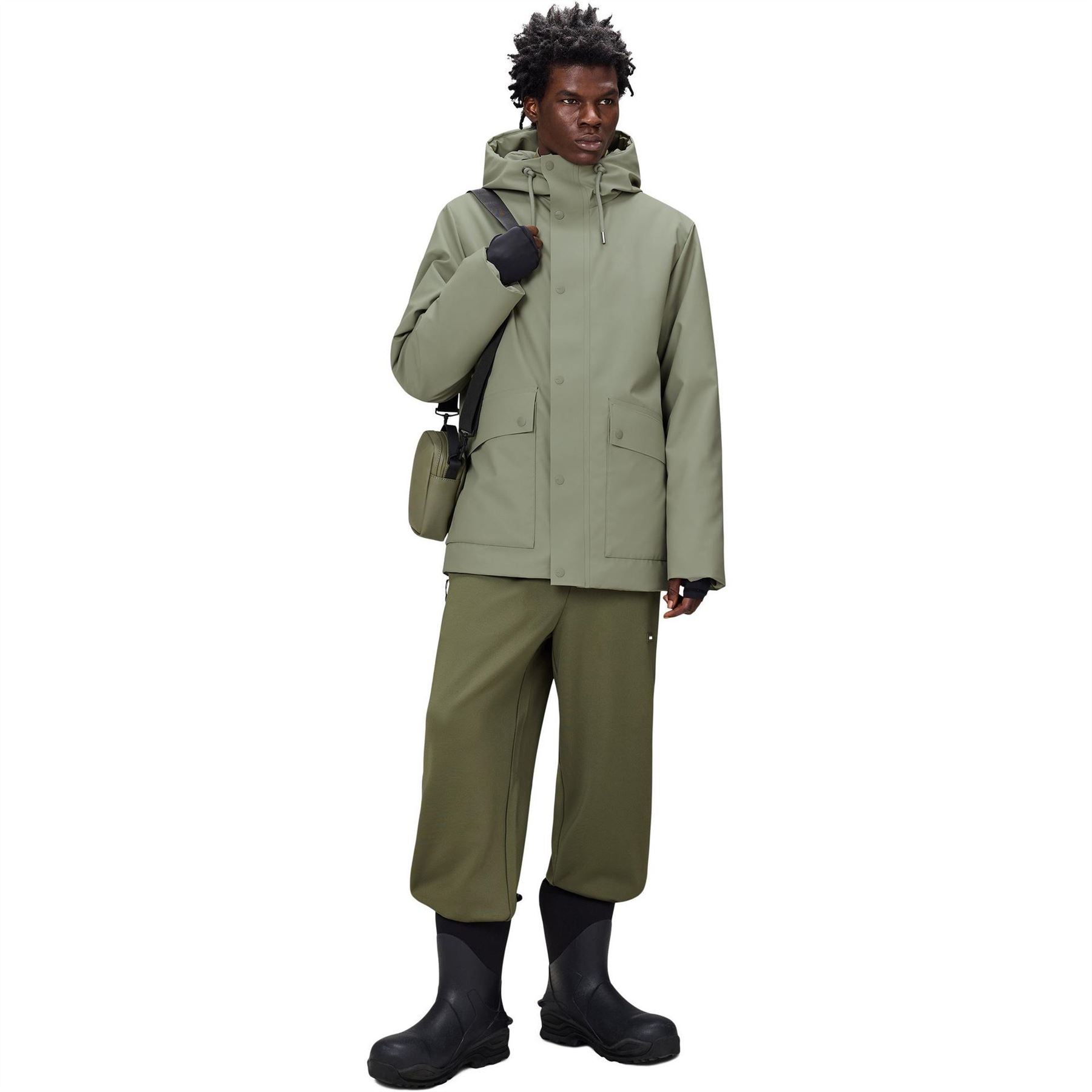 Rains Nome Hooded Snap Button Solid Patterned Parka Coat