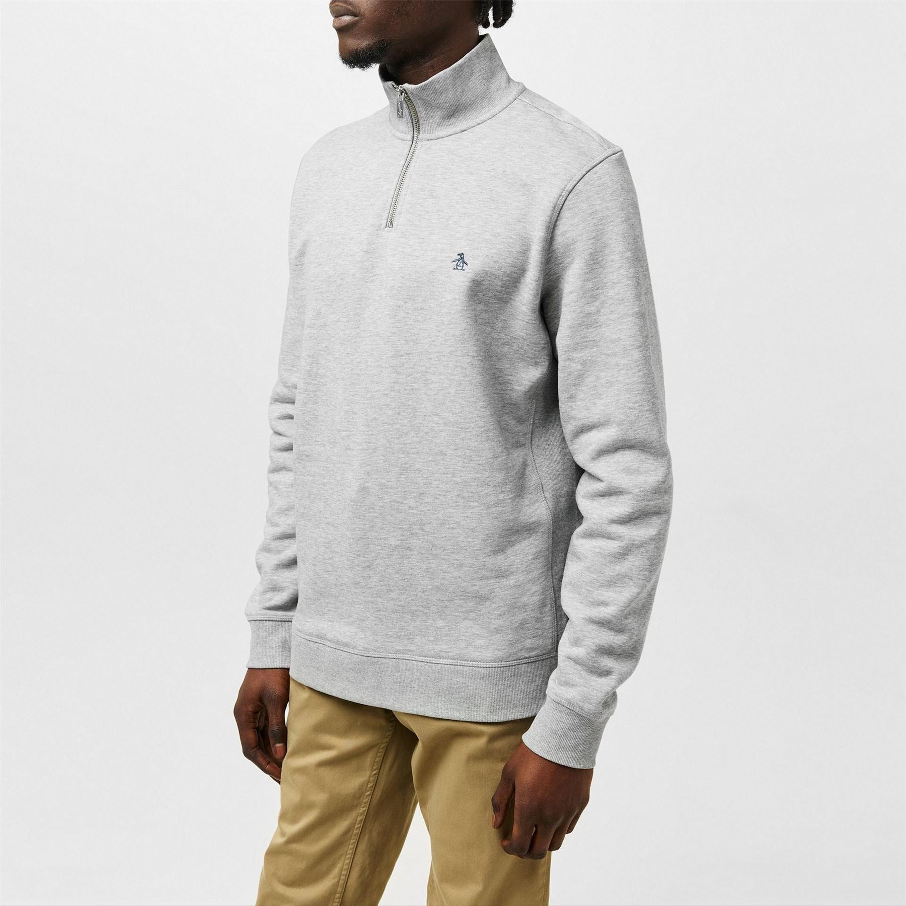 Original Penguin Ruched Sleeve Zip Neck Sweatshirt