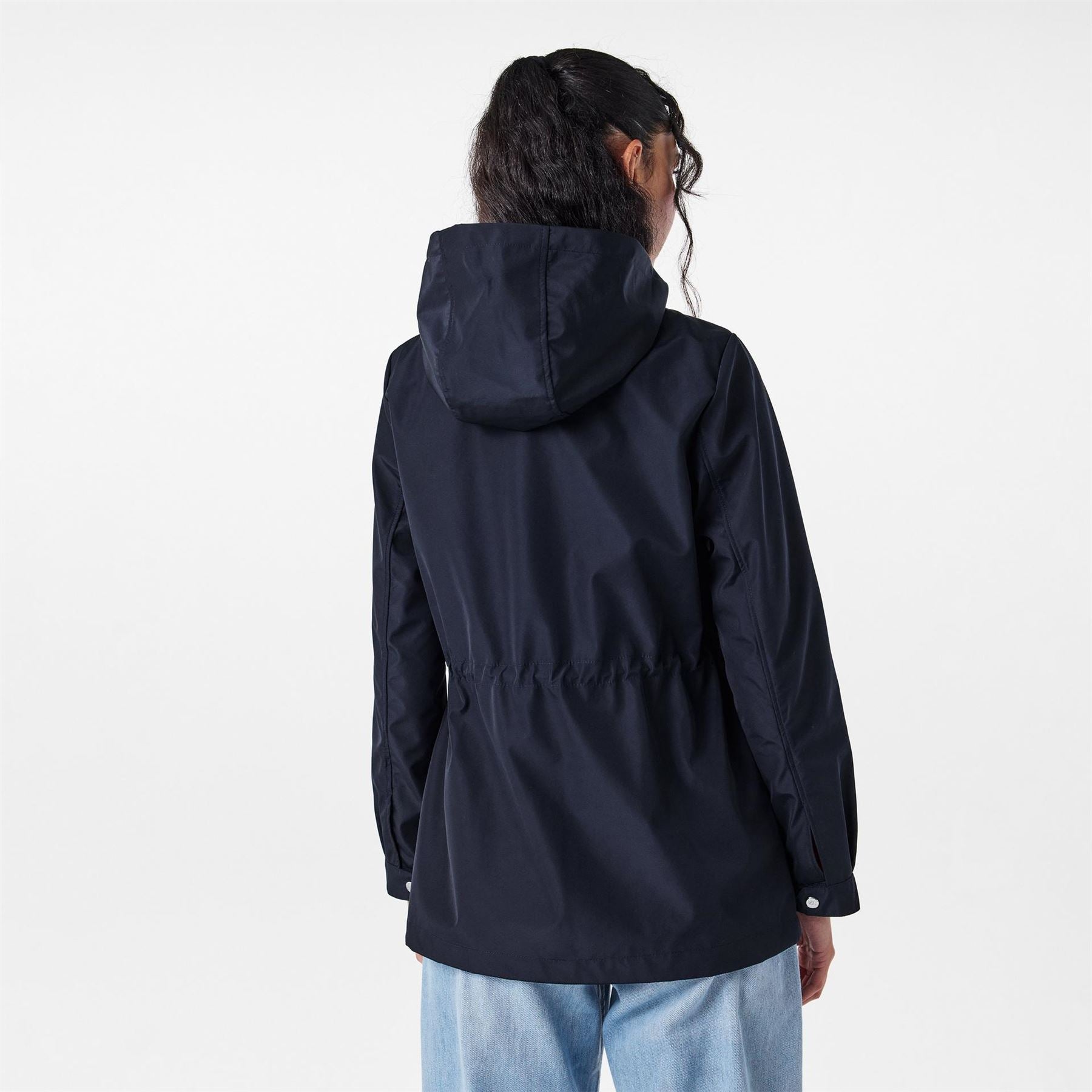 Lauren by Ralph Lauren Solid Patterned Hooded Drawstring Snap Button Rain Jacket