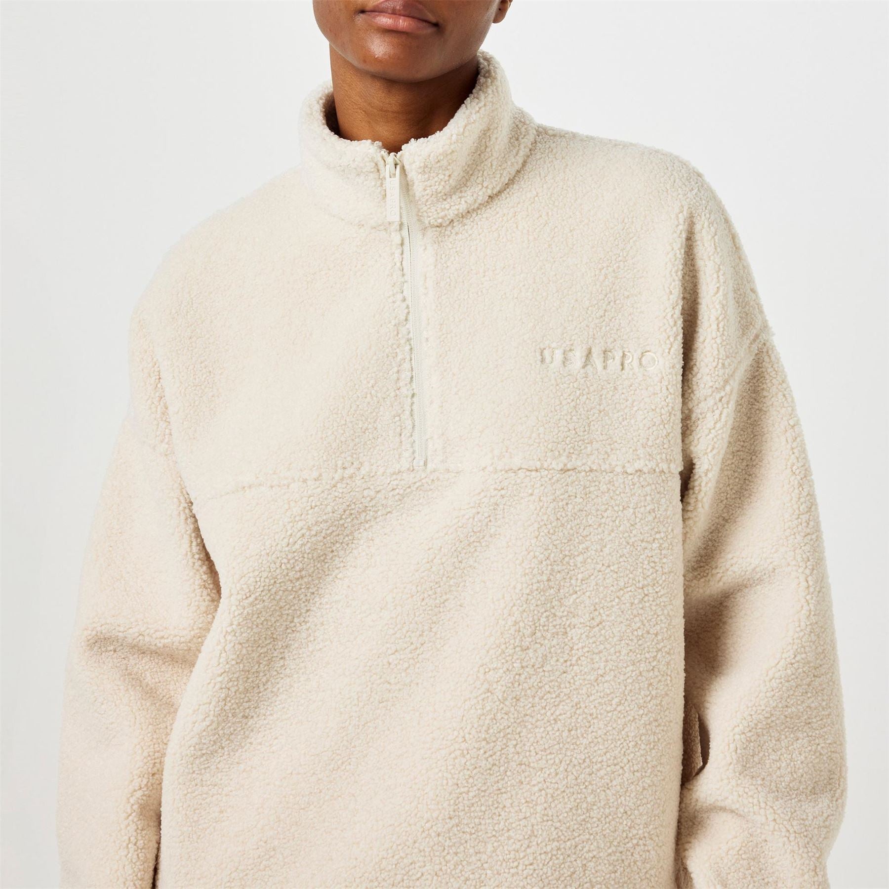 USA Pro Usapro Borg Funnel Quarter Zip Fleece