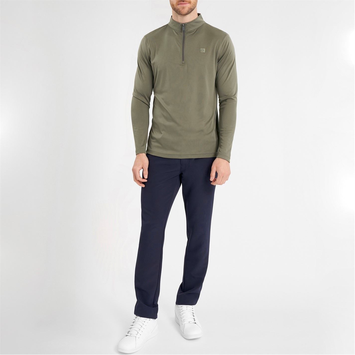 Calvin Klein Golf Regular Fit Zip Neck Long Sleeve Sweatshirt