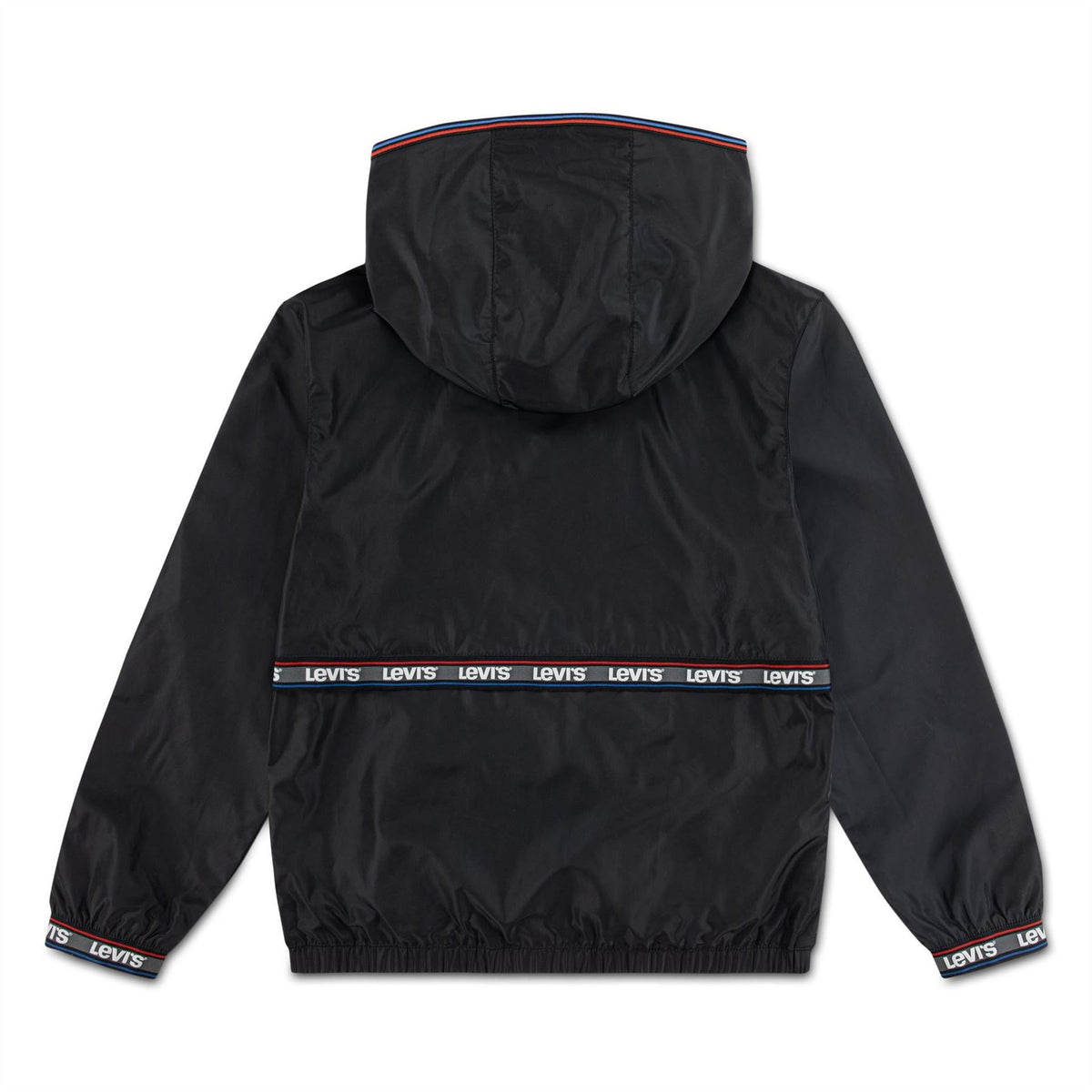 Levis Hooded Neck Windbreaker Ribbed Cuff Zipped Pocket Jacket