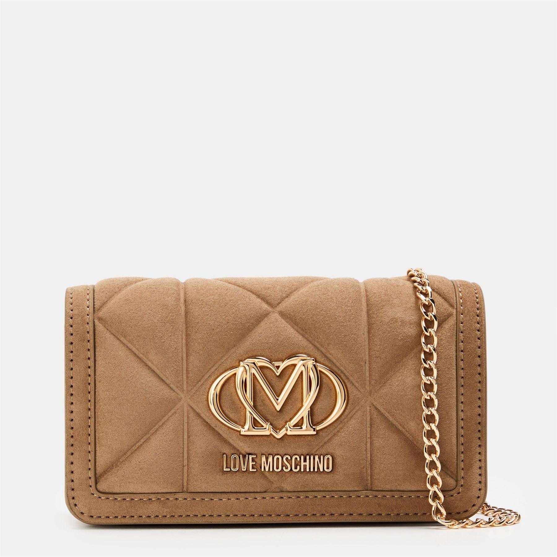 Love Moschino Geometric Patterned Quilt Wallet on Chain Clutch