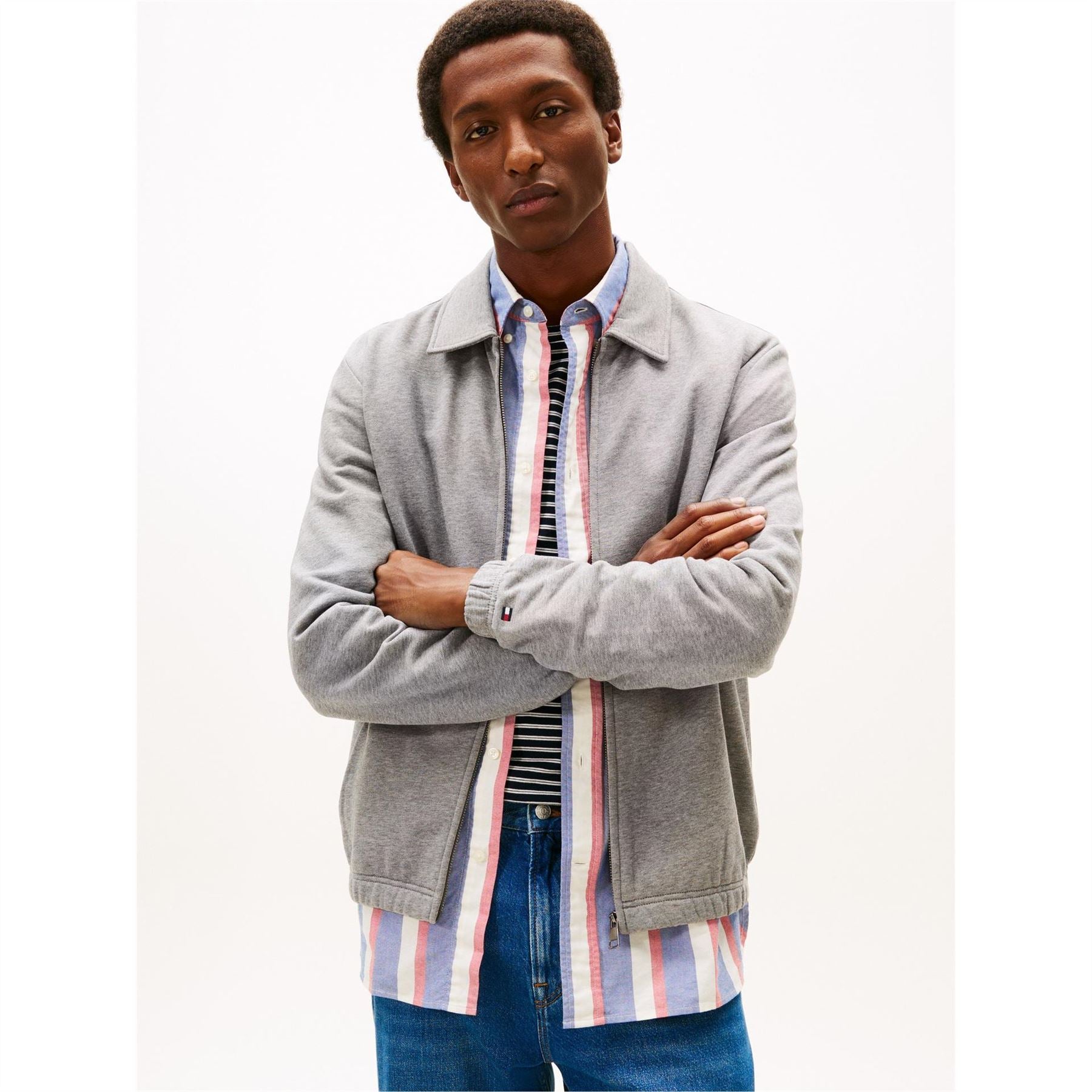Tommy Hilfiger Terry Solid Patterned Harrington Jacket with Side and Zipped Pockets
