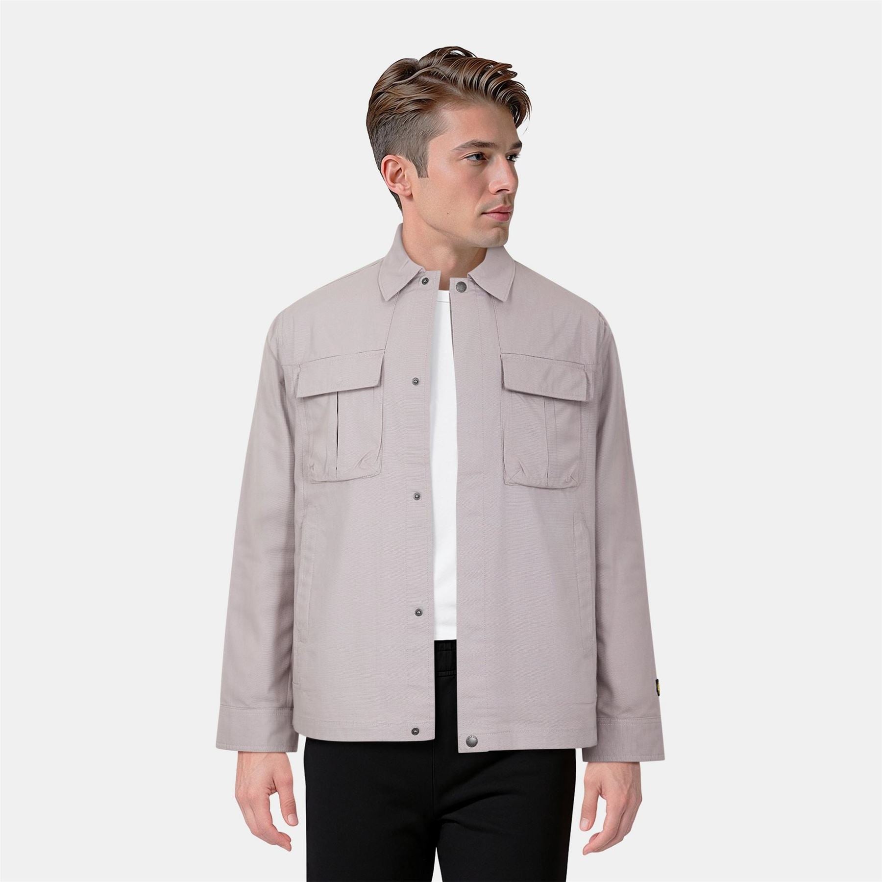 Lyle and Scott Solid Patterned Snap Button Shirt Collared Overshirt