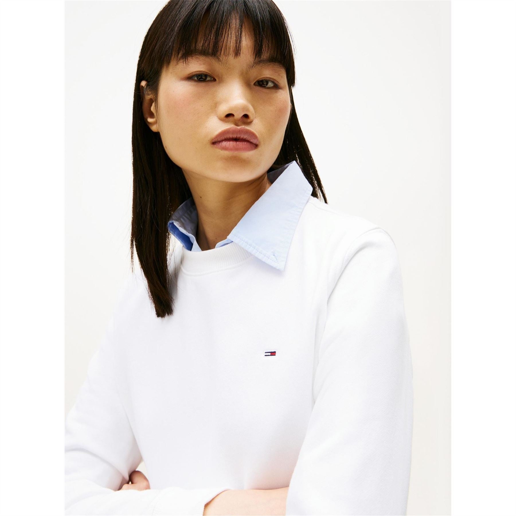 Tommy Jeans Crew Neck Ribbed Collar Long Sleeve Sweatshirt