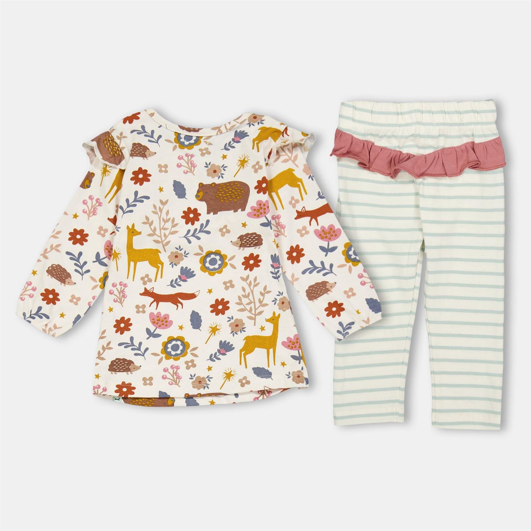 Lilly and Sid Animal Print Crew Neck Long Sleeve Shirt Legging Coord Set
