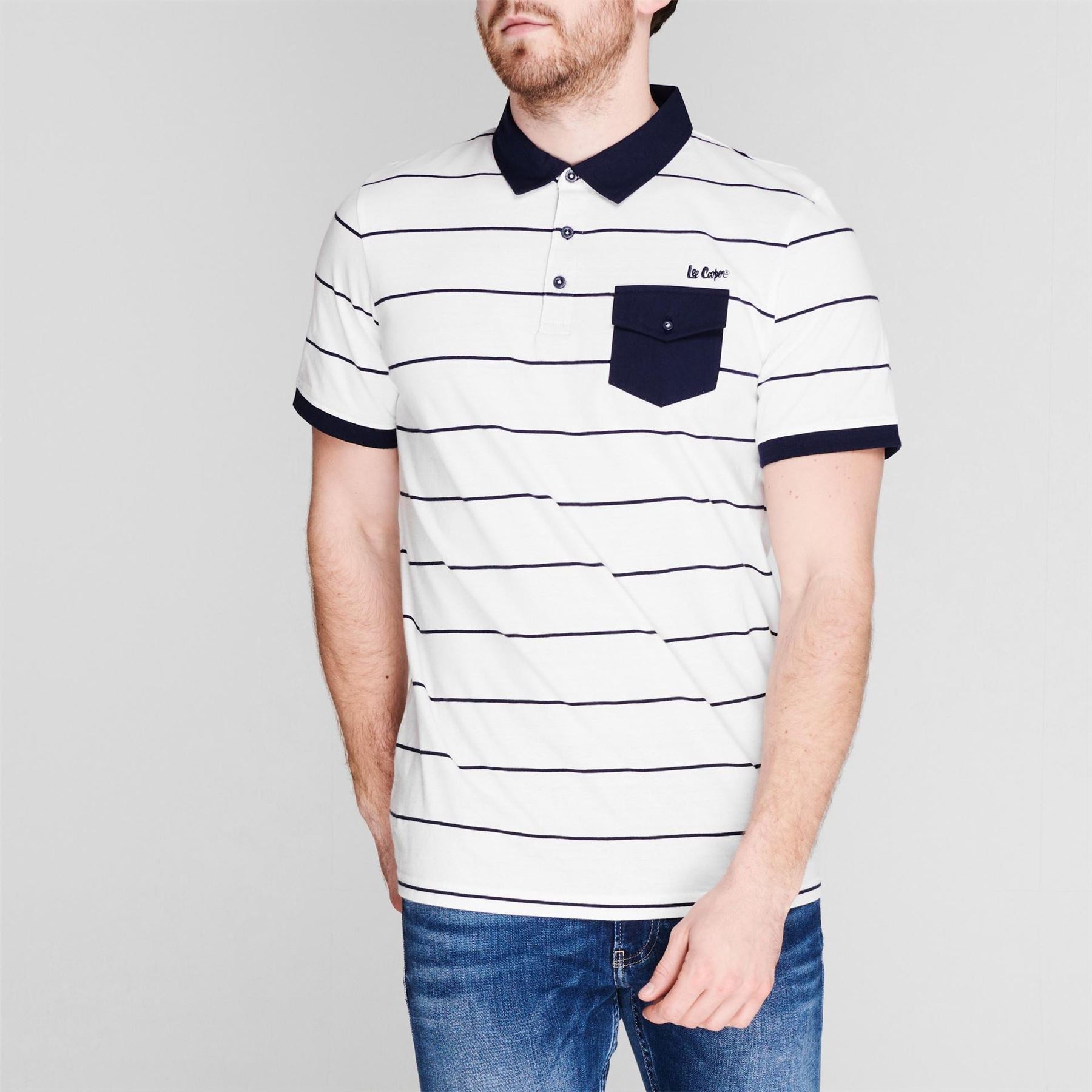 Lee Cooper Mens Stripe Polo