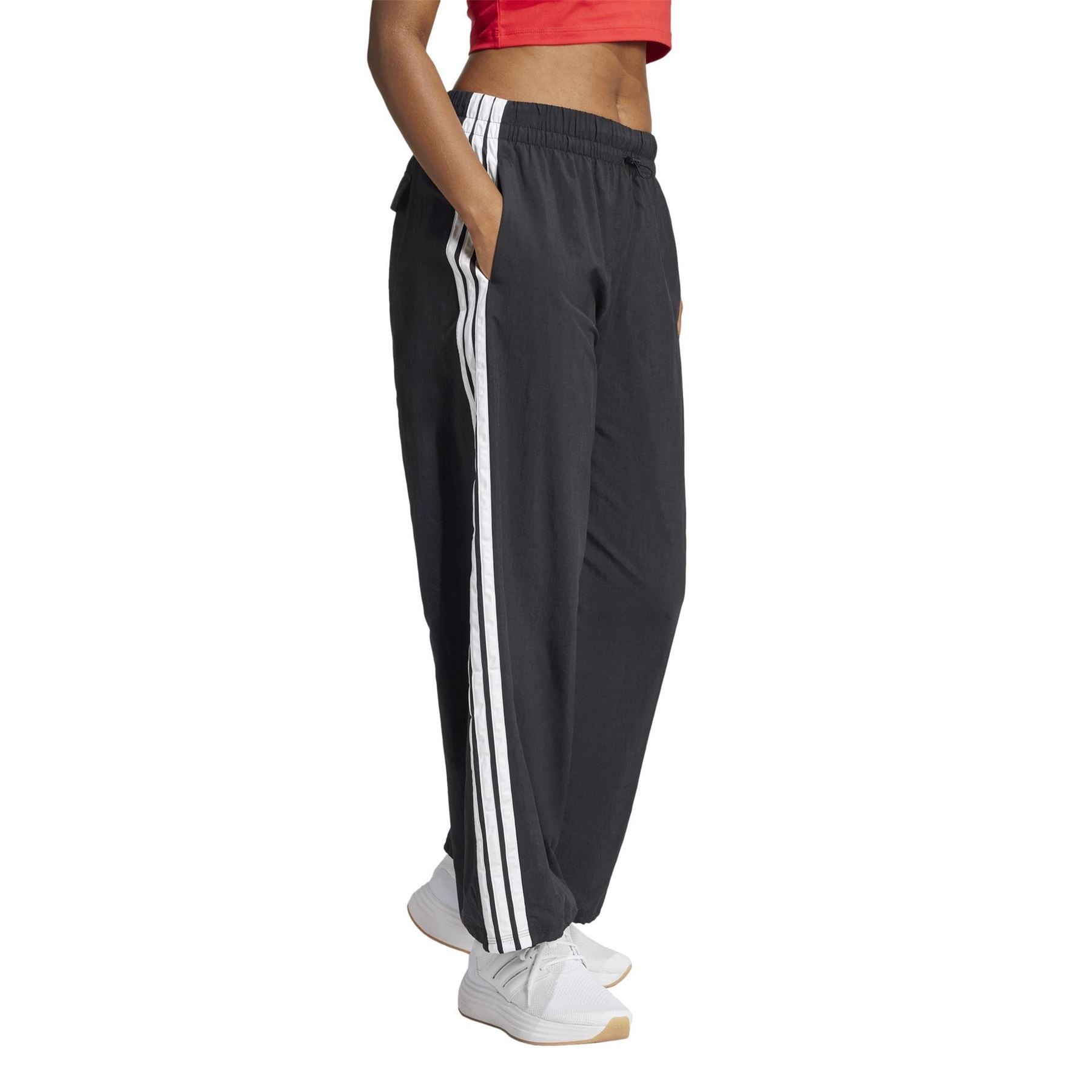 adidas Womens Essentials 3 Stripes Lifestyle Woven Parachute Tracksuit Bottoms
