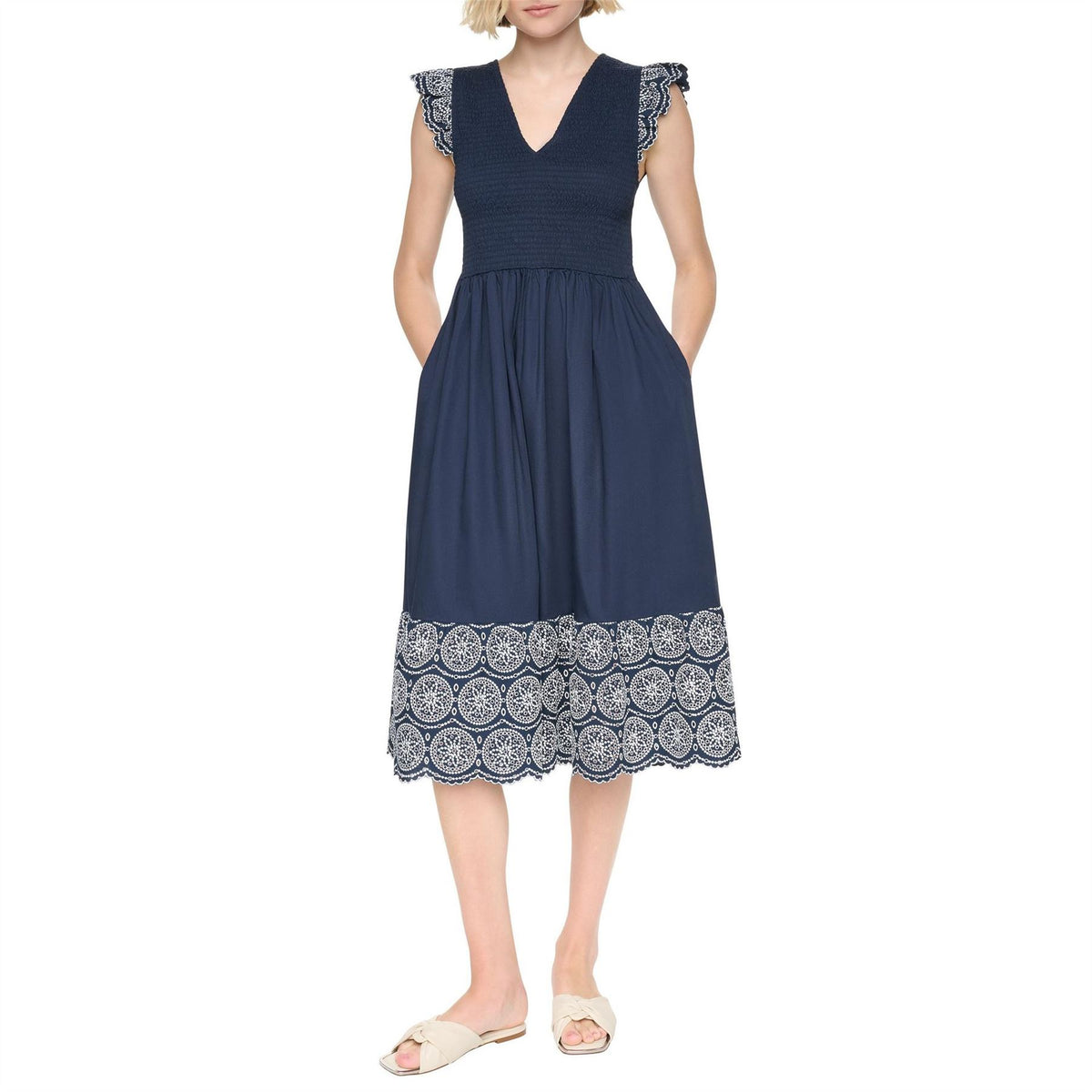 DKNY Cotton Poplin Midi Tea Dress