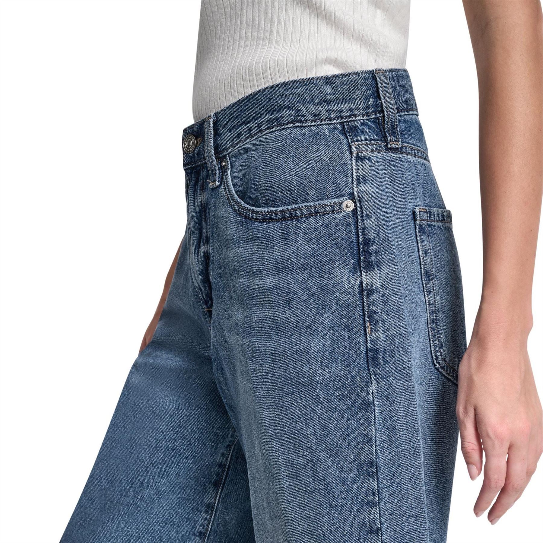 DKNY Jeans Mid Rise Relaxed Bermuda Denim Shorts