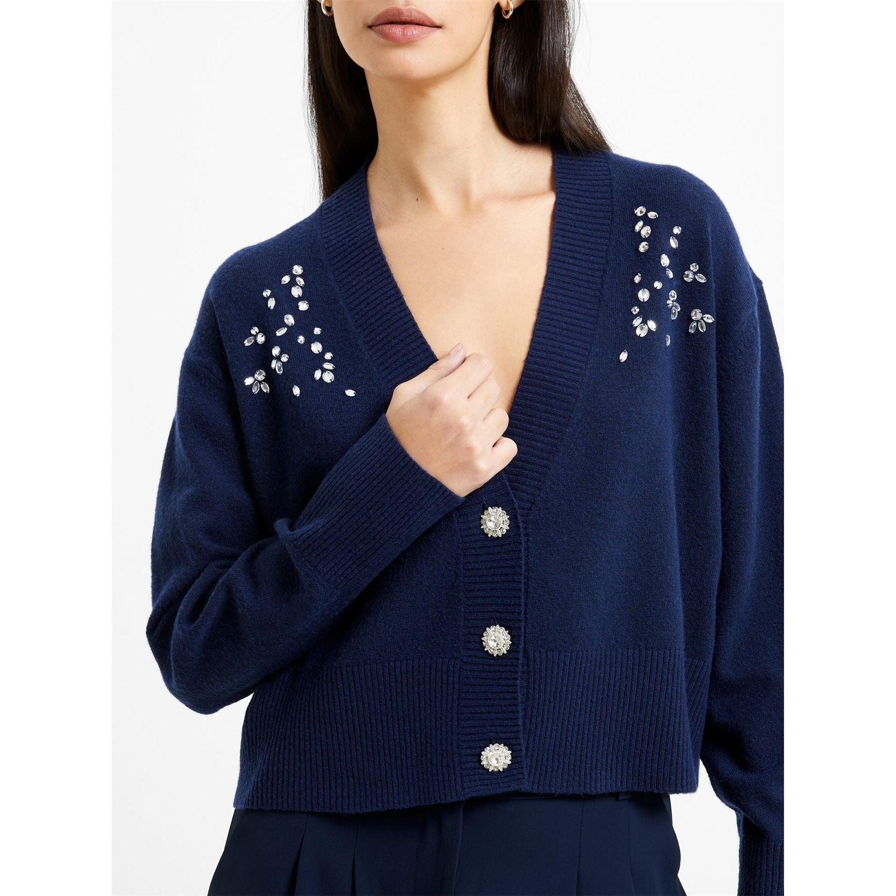 French Connection Vhari Long Sleeve V Neck Relaxed Fit Jacket
