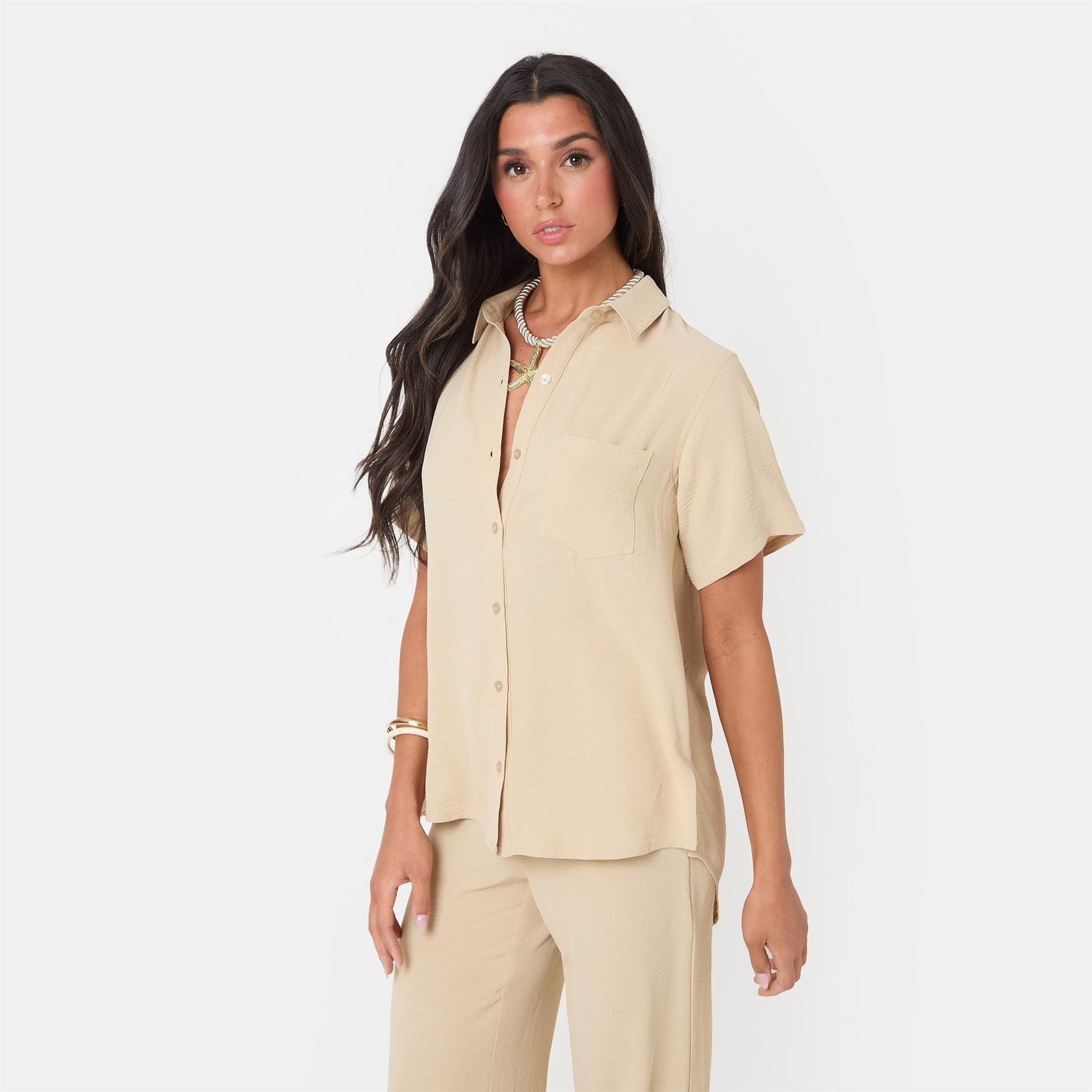 I Saw It First Crepe Short Sleeve Shirt