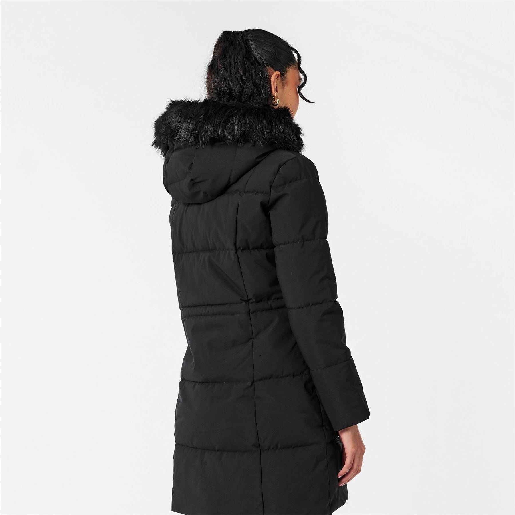 DKNY Medium Fur Hood Puffer Jacket