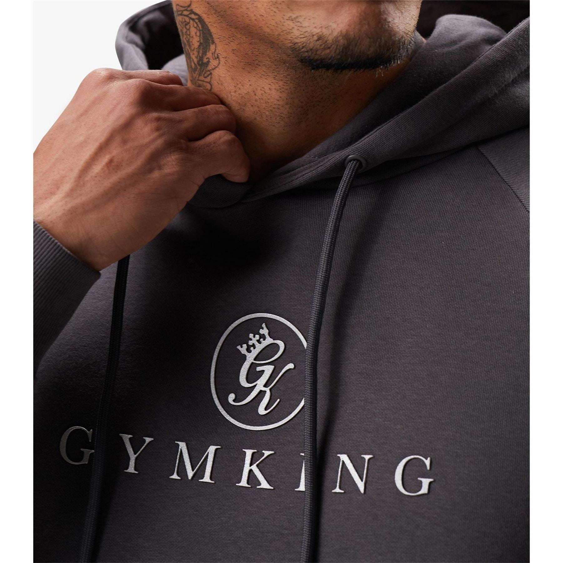 Gym King Logo Hooded Neck Raglan Sleeve Sweatshirt