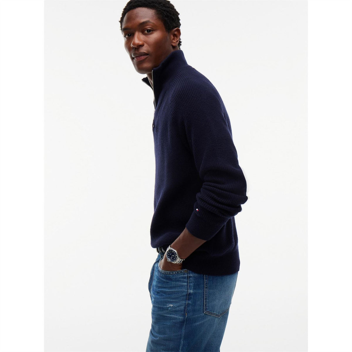Tommy Hilfiger Wool Fisherman Rib 1 4 Zip Knitted Top