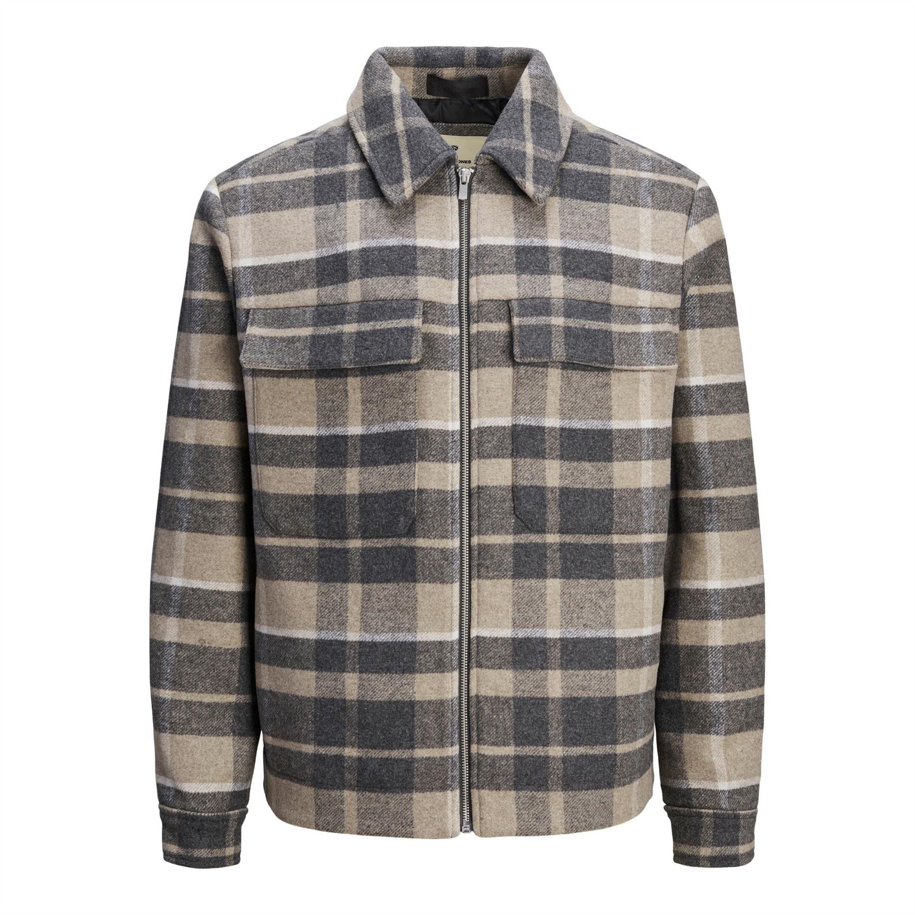 Jack and Jones Plaid Wool Blend Russel Jacket