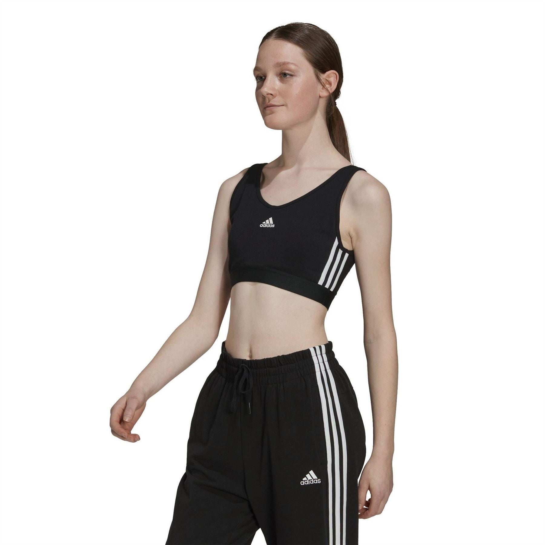 adidas 3 Stripes Crop Top With Removable Pads