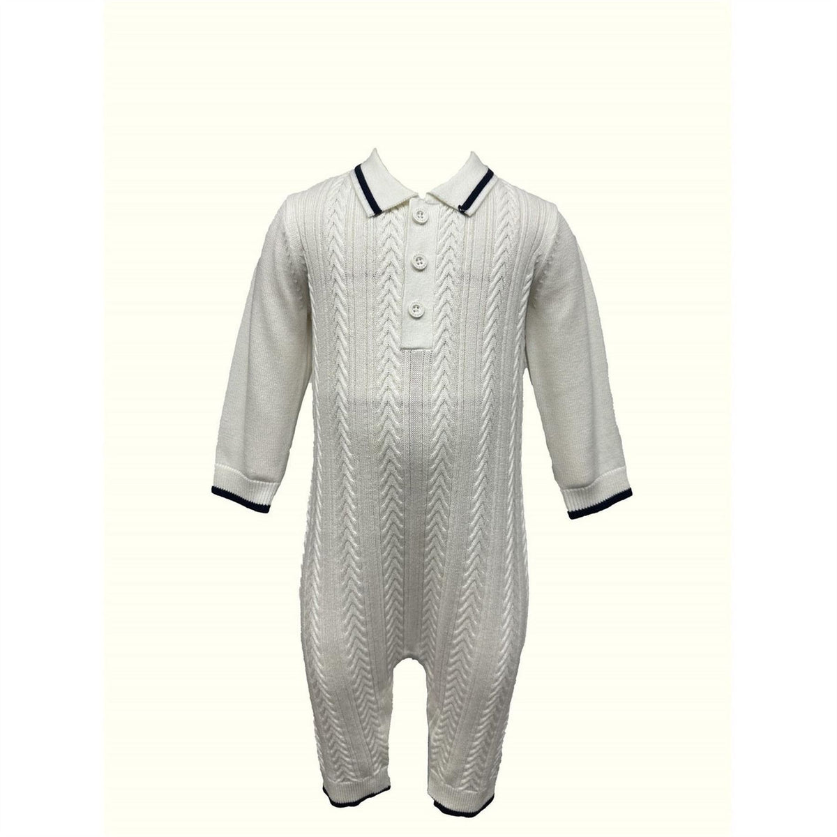 Pretty Green Collared Neck Long Sleeve Cable Knit Romper
