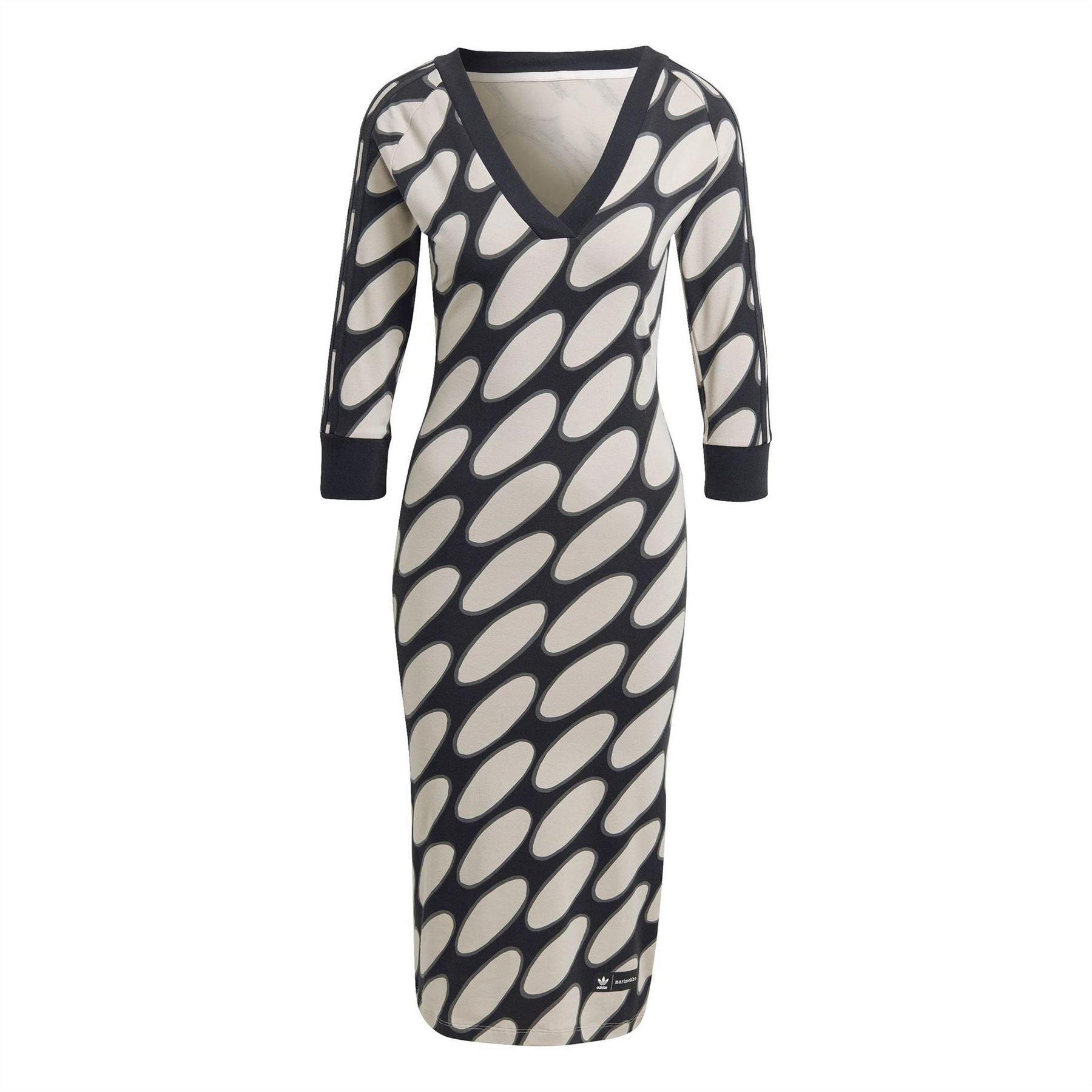 adidas Originals Tall Grey V-Neck Knee Length T-Shirt Dress