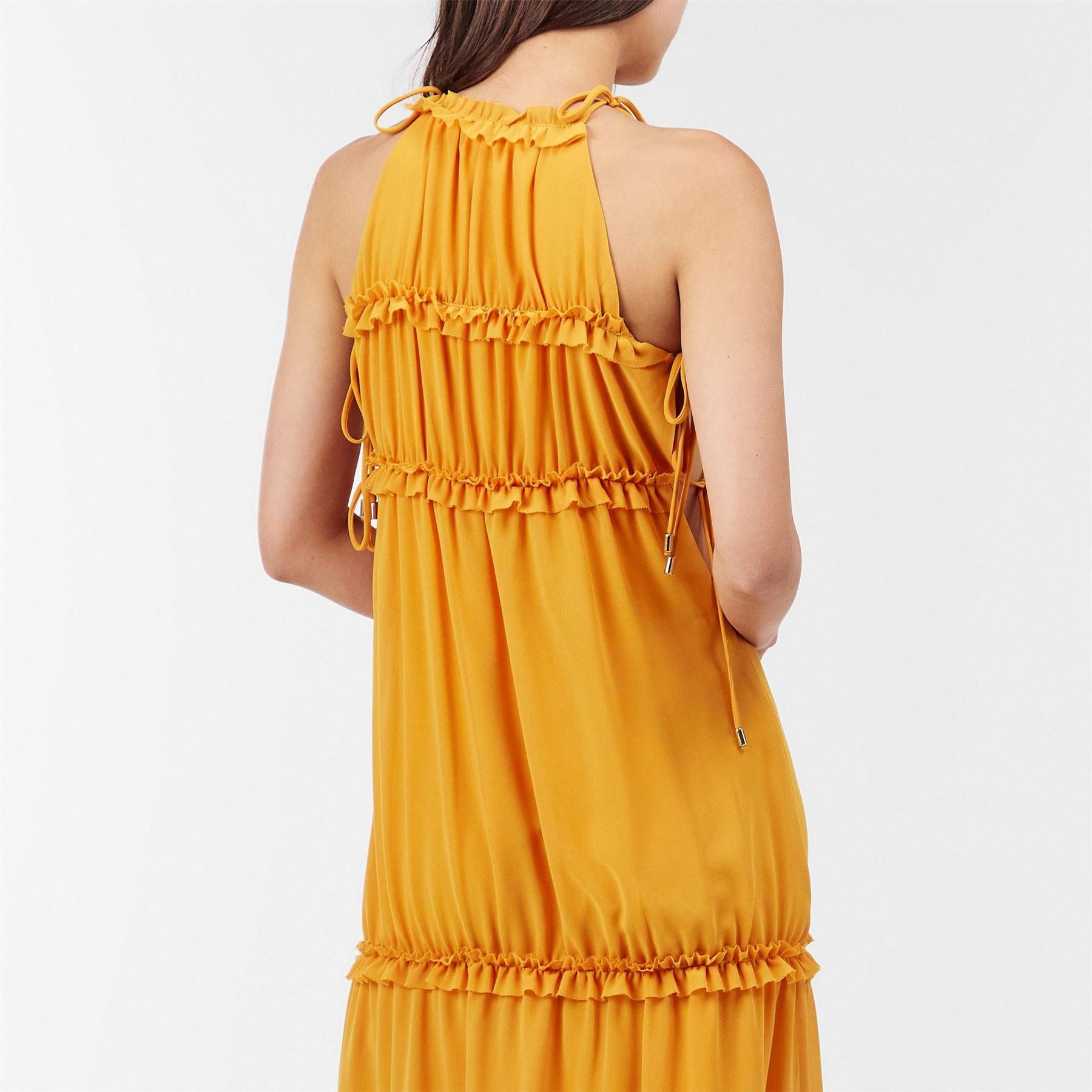 AmyLynn Ruffle Halter Neck Maxi Tiered Dress