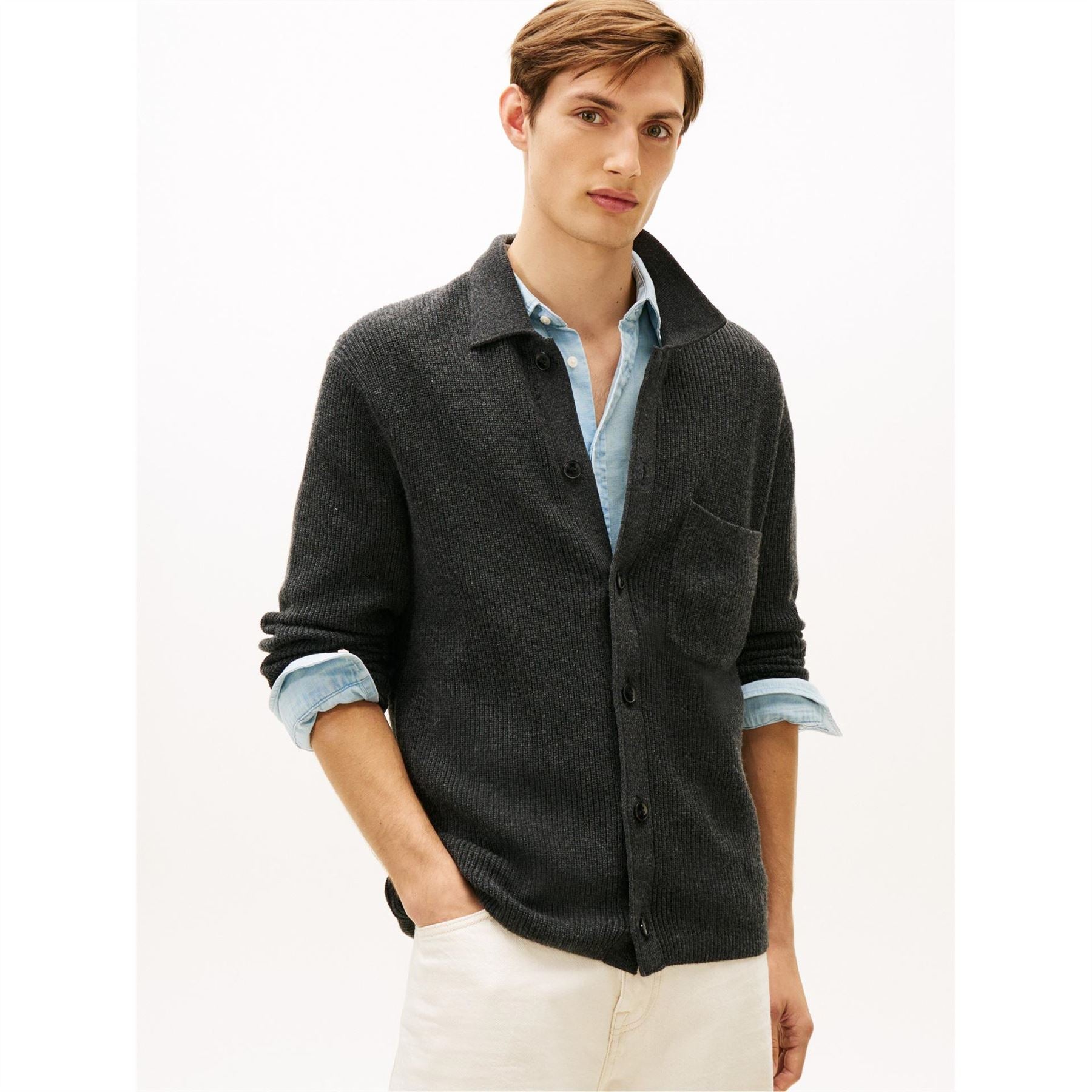Tommy Hilfiger Collared Neck Long Sleeve Shirt Collar Sweater